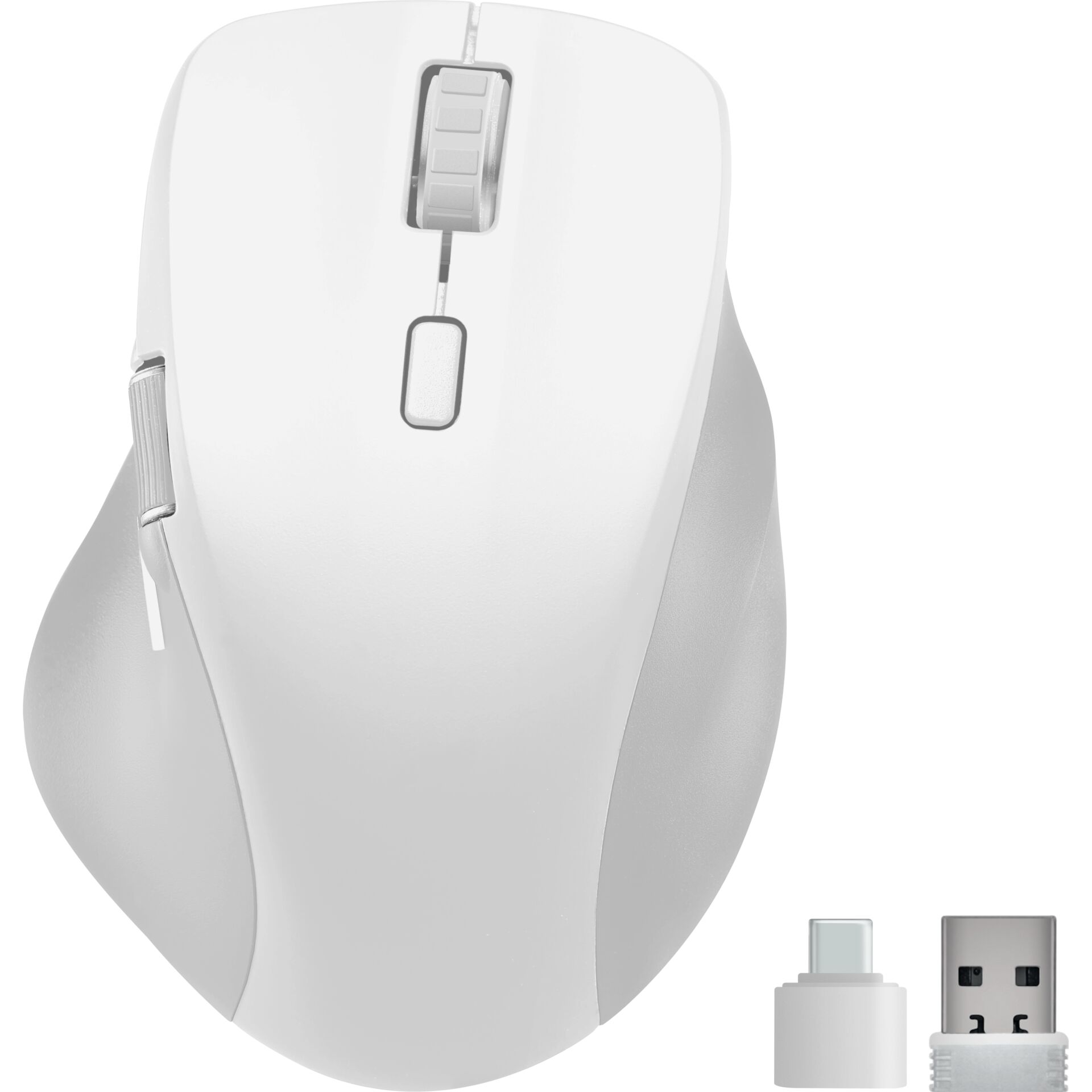 Maus, Kabellose Maus, USB-A Adapter, weiße Farbe, Ergonomisch