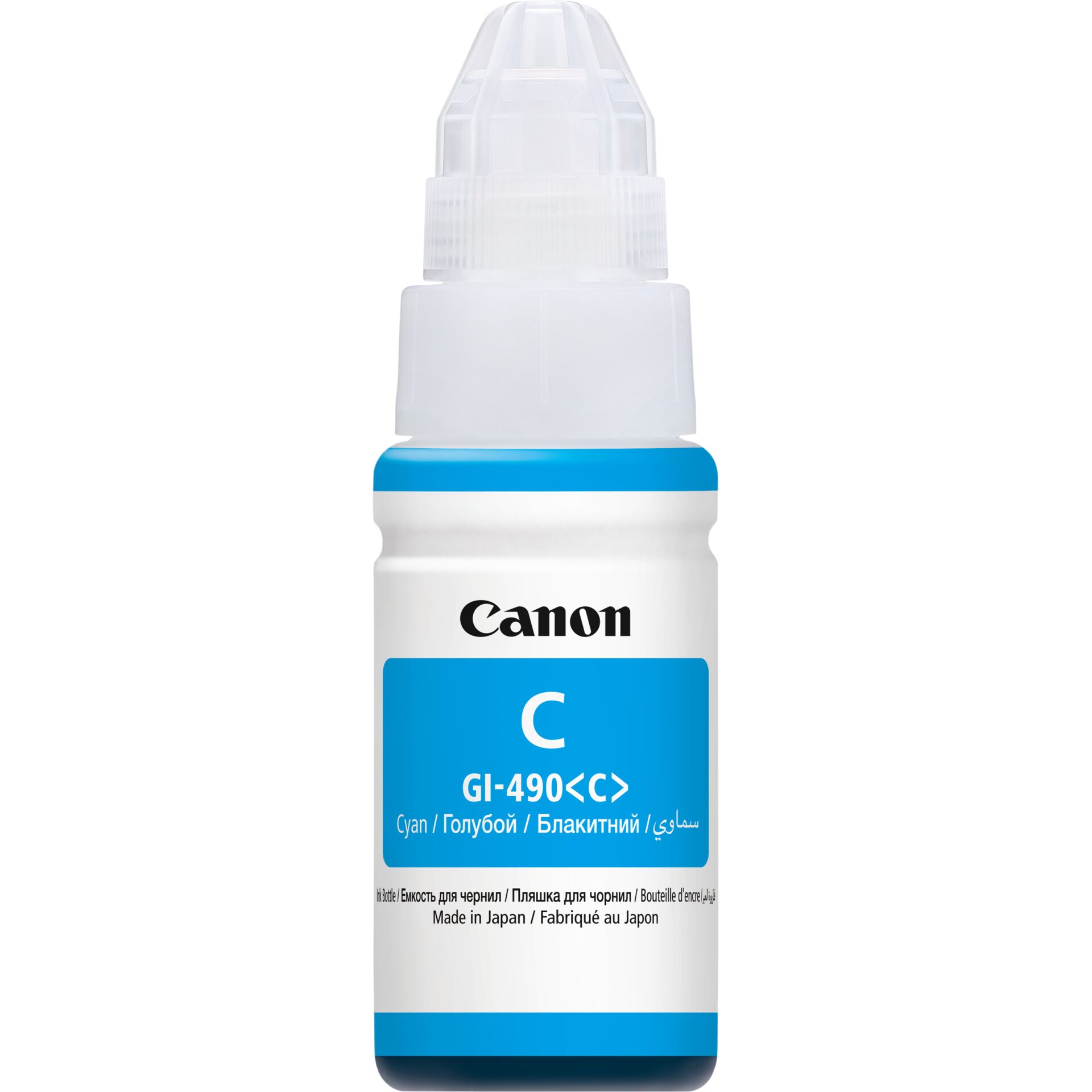 tinte, tintenflasche, cyan, canon-gi-490, farbstoff-tinte