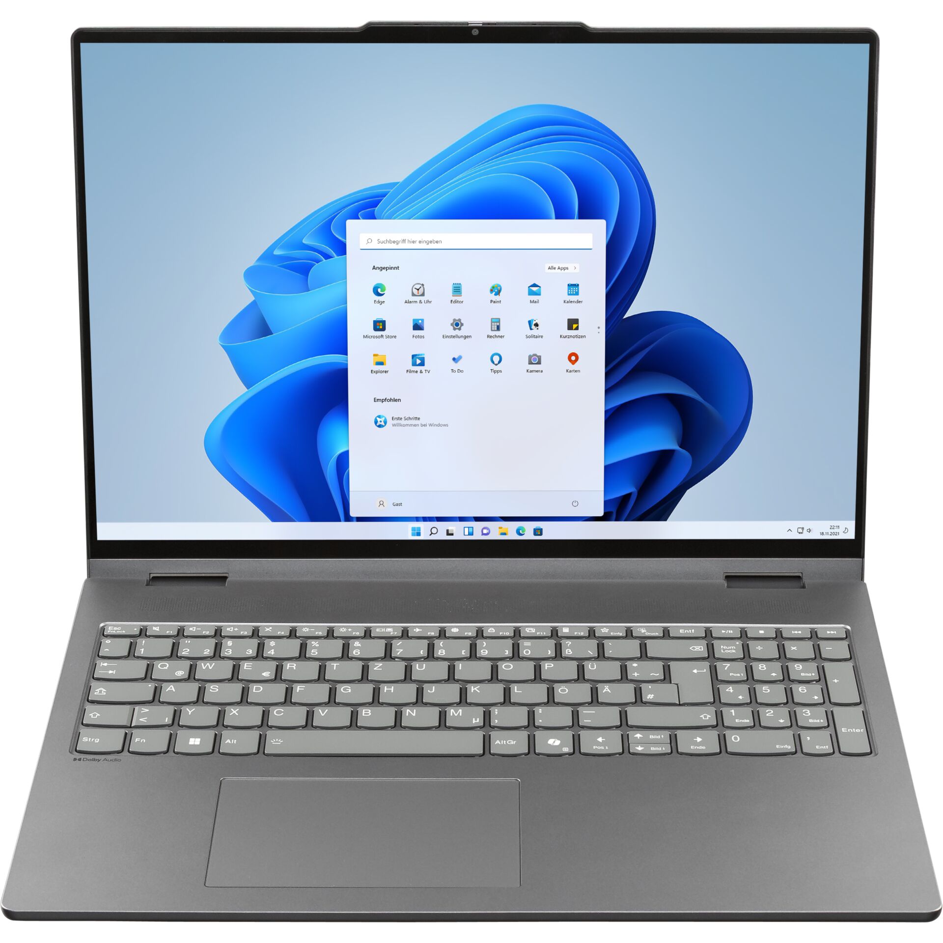 laptop, notebook, windows, grau, tastatur