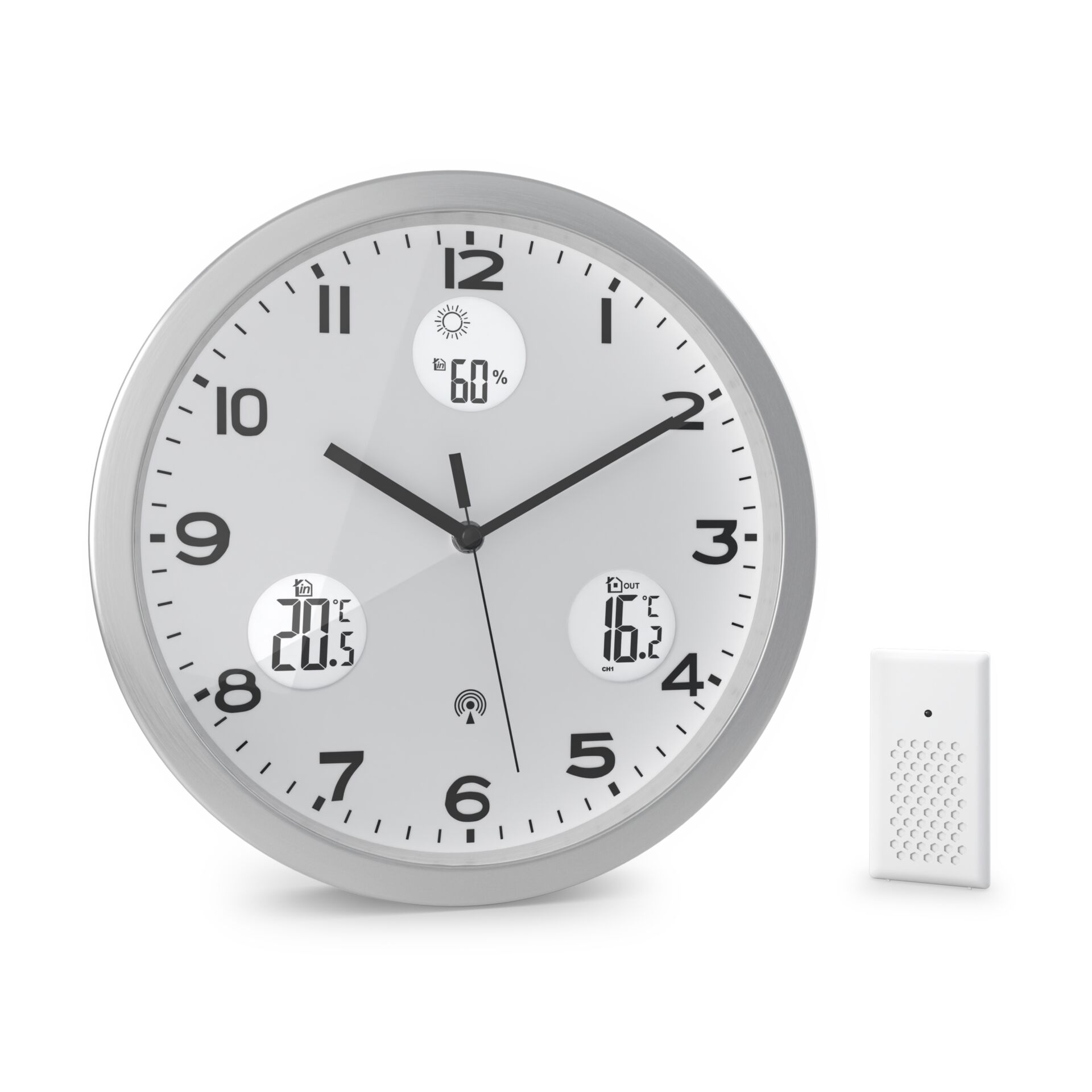 wanduhr, analog, digital-display, rahmen, sensor