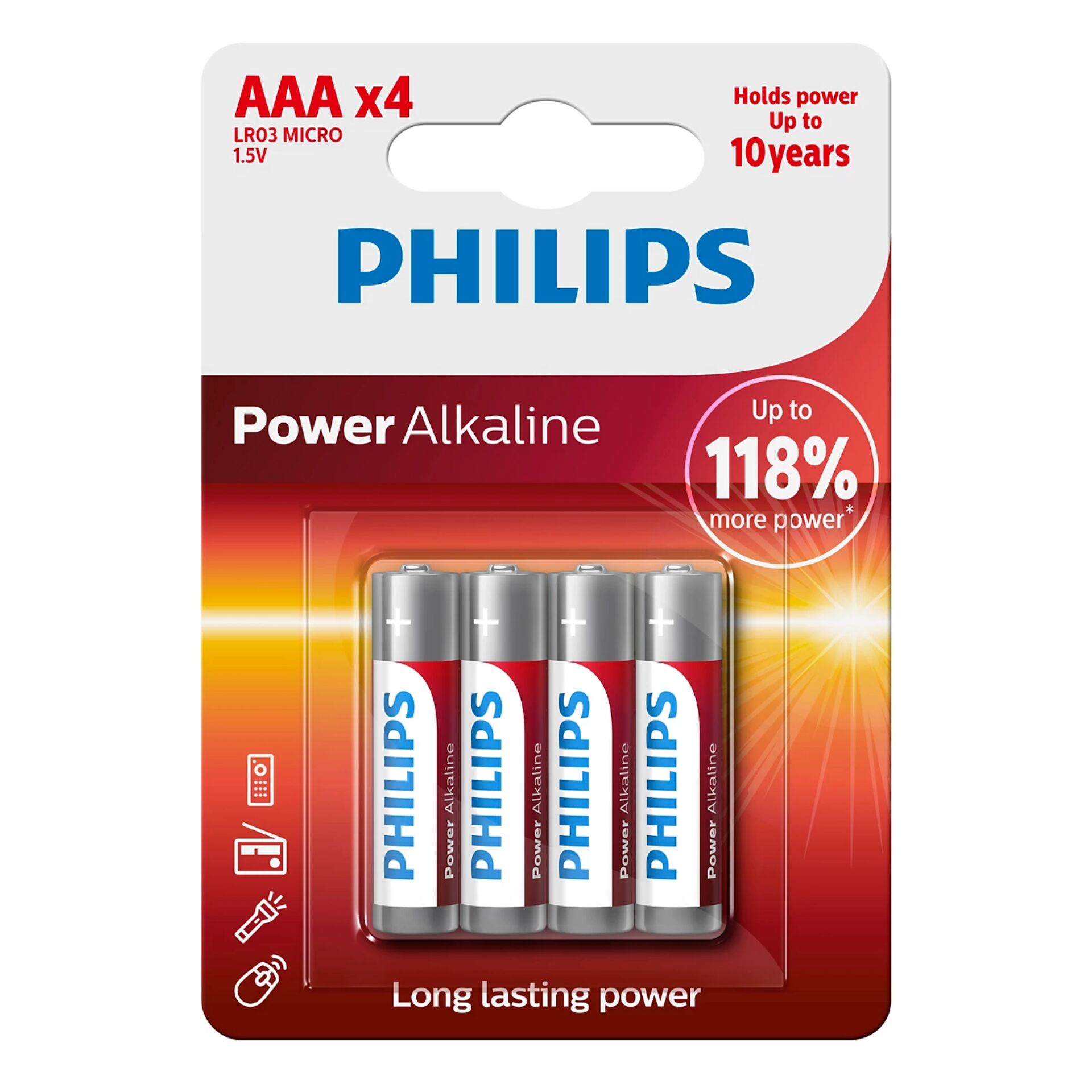 1x4 Philips Power Alkaline AAA  battery