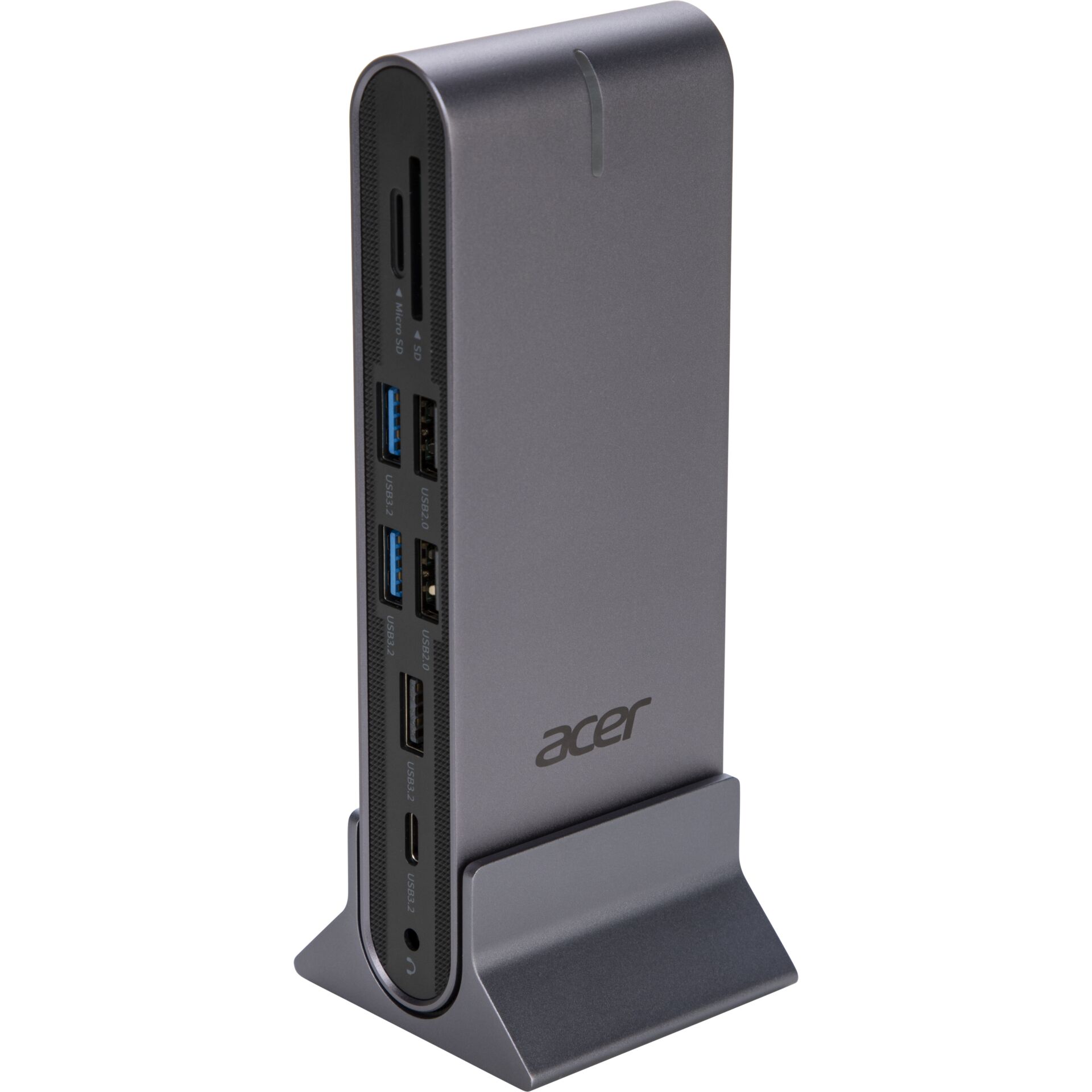 USB-C-Hub, Multiport-Adapter, SD-Slot, Metallständer, Grau