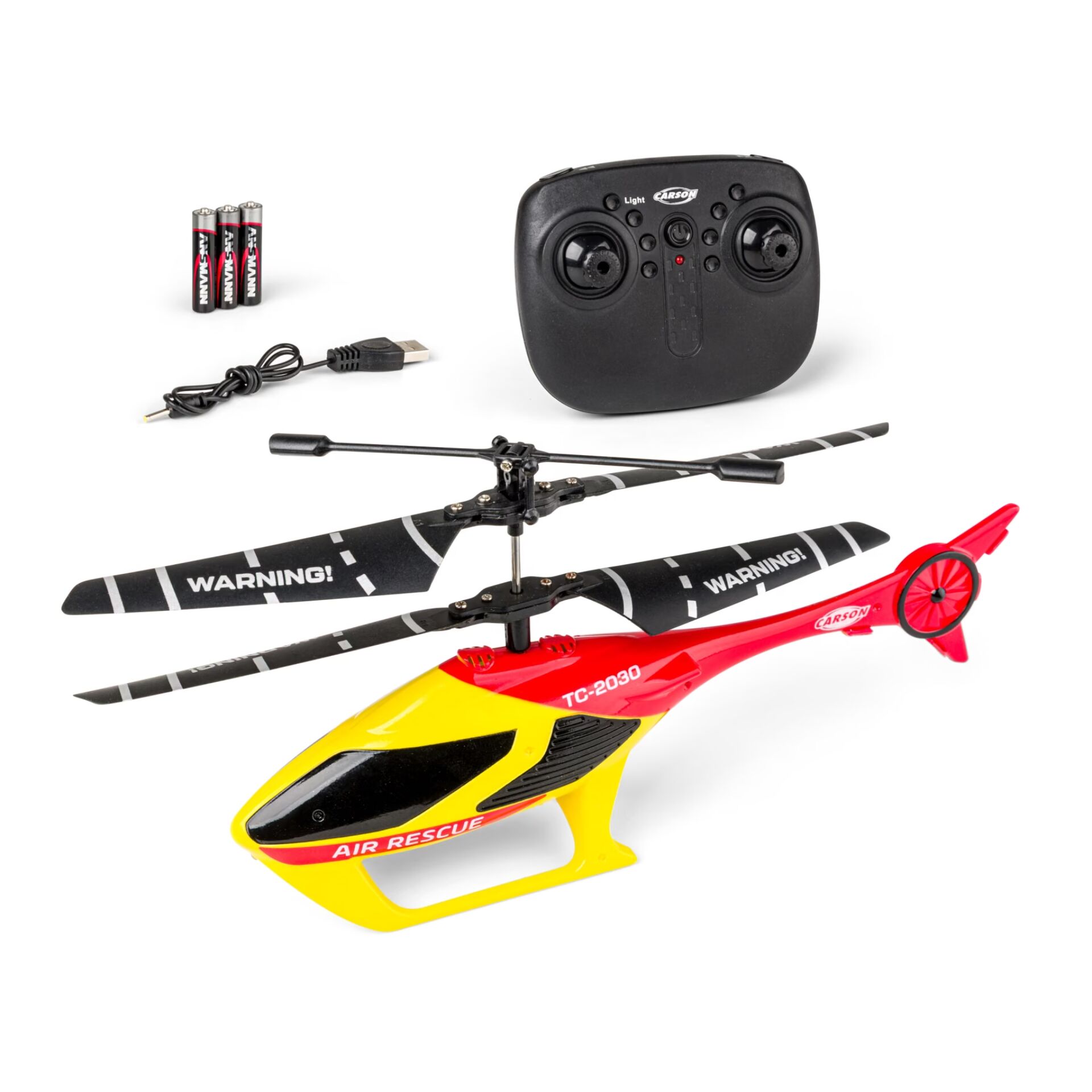 RC Helikopter, Fernsteuerung, Kunststoffgehäuse, gelbrot-schwarz, Batterien enthalten