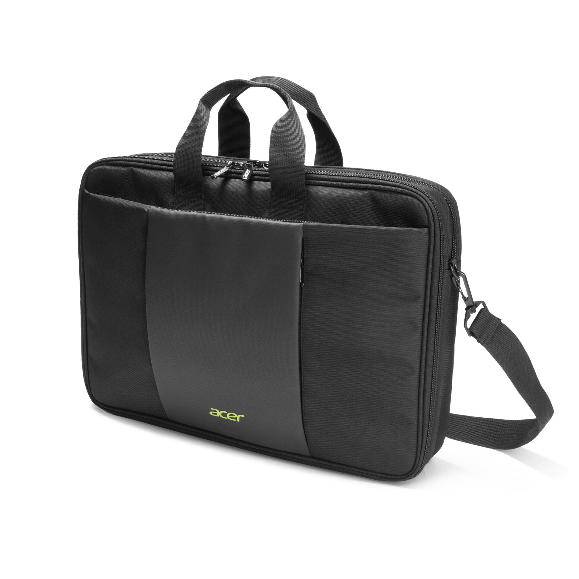 laptoptasche, schwarz, transporttasche, gurtband, gepolstert