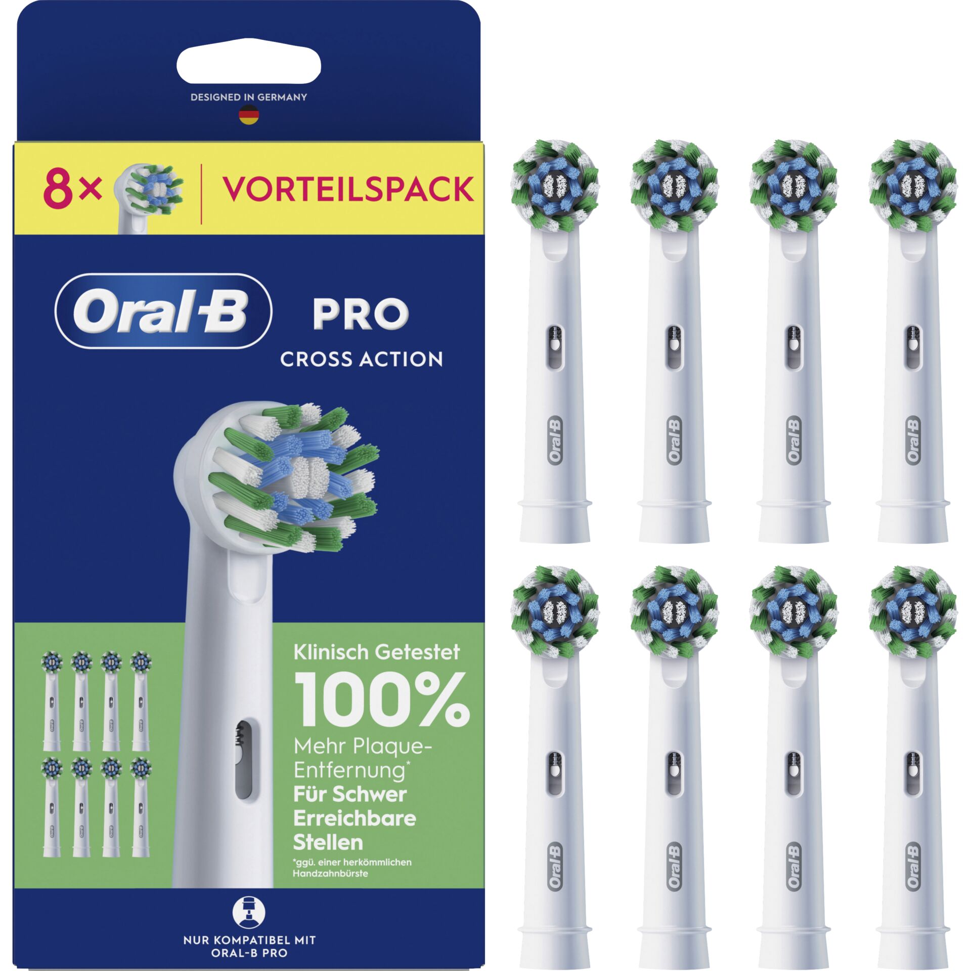 Elektrische Zahnbürstenkopf, Weiß, Zahnbürstenkopf Ersatz, Pro Cross Action, 16 Stück Packung
