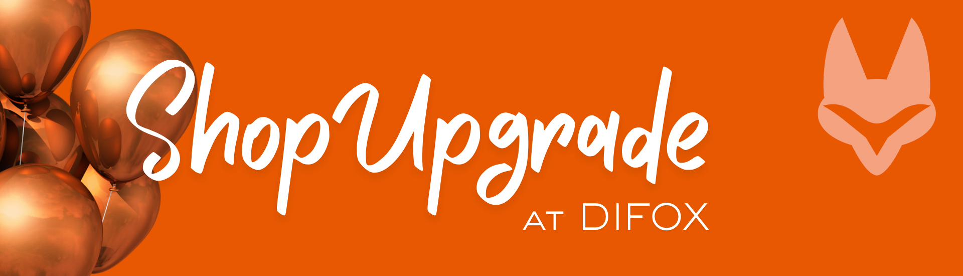 orange, balloons, shop upgrade, graphic, banner