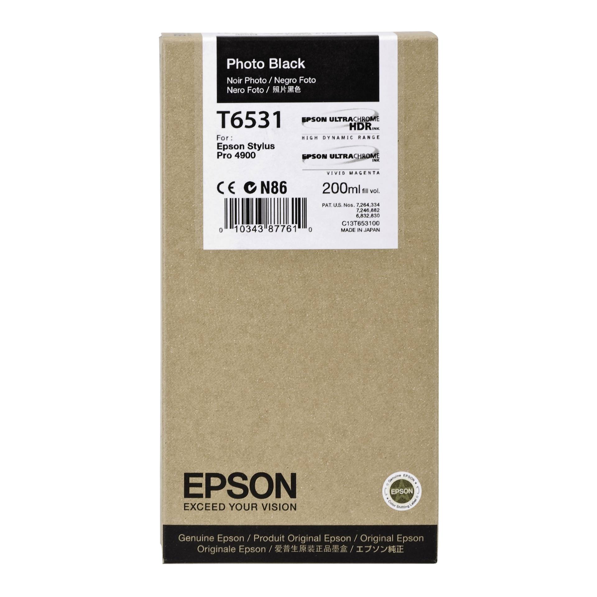 Epson ink cartridge photo  black   T 653 200 ml      T 6531
