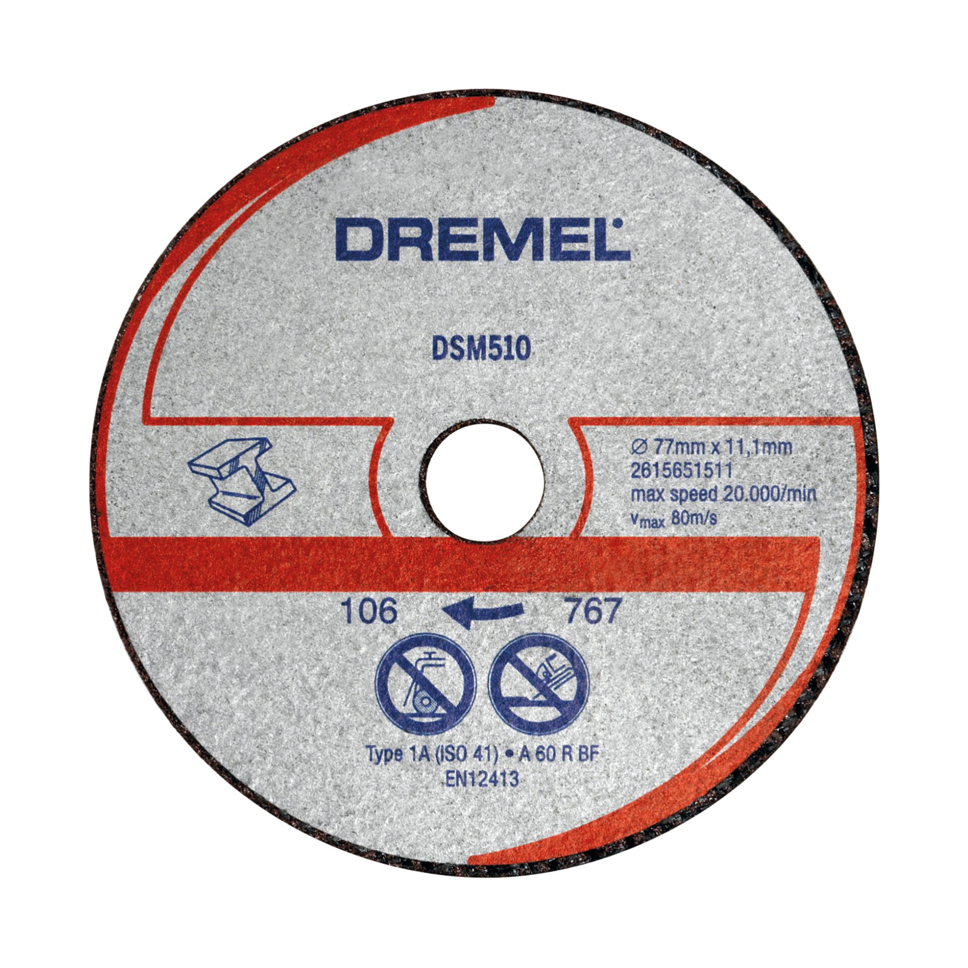 Dremel, Schleifscheibe, DSM510, Ø77mm, Rot/Weiß Muster