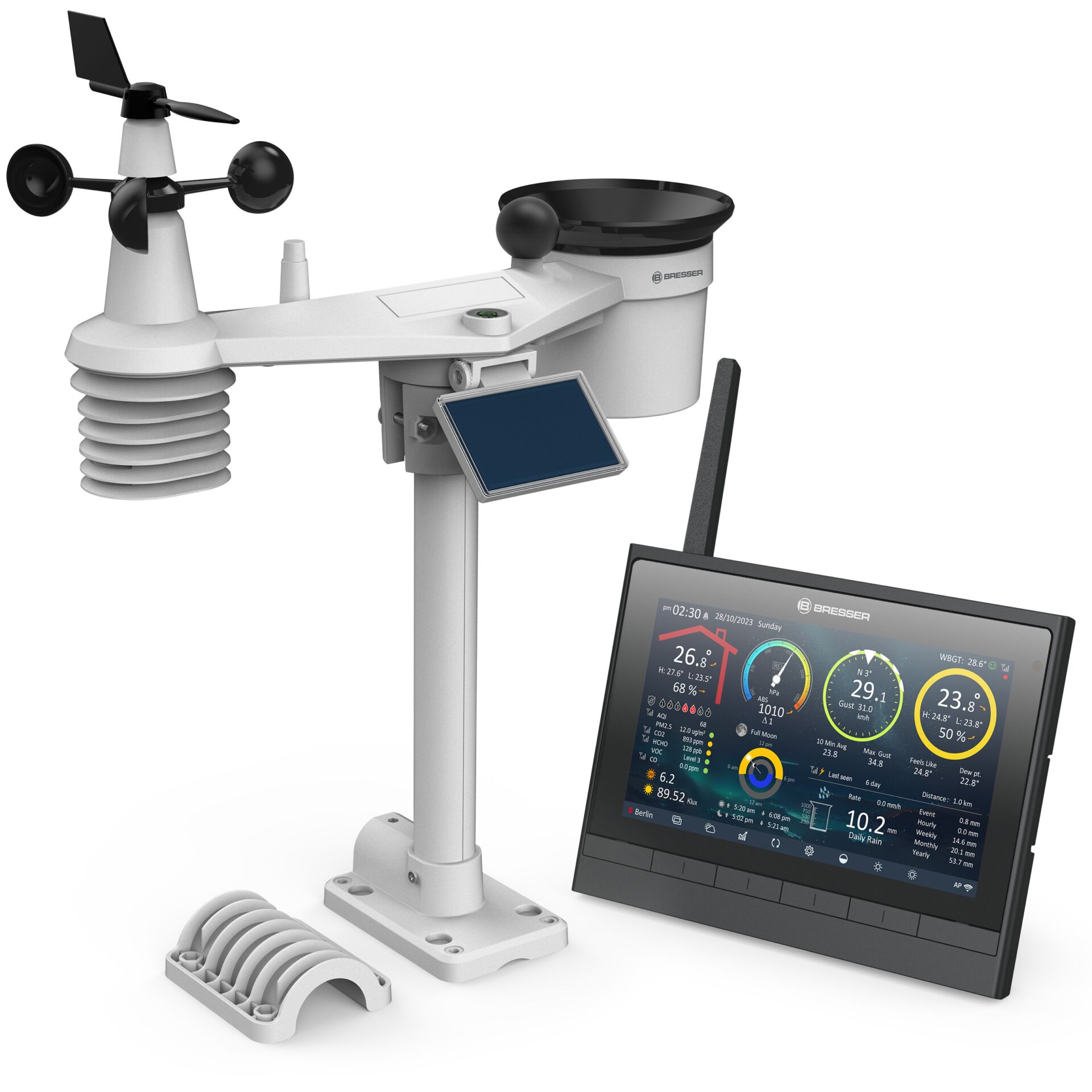 Anemometer, Wetterstation, digitales Display, Windgeschwindigkeit, Regenmesser