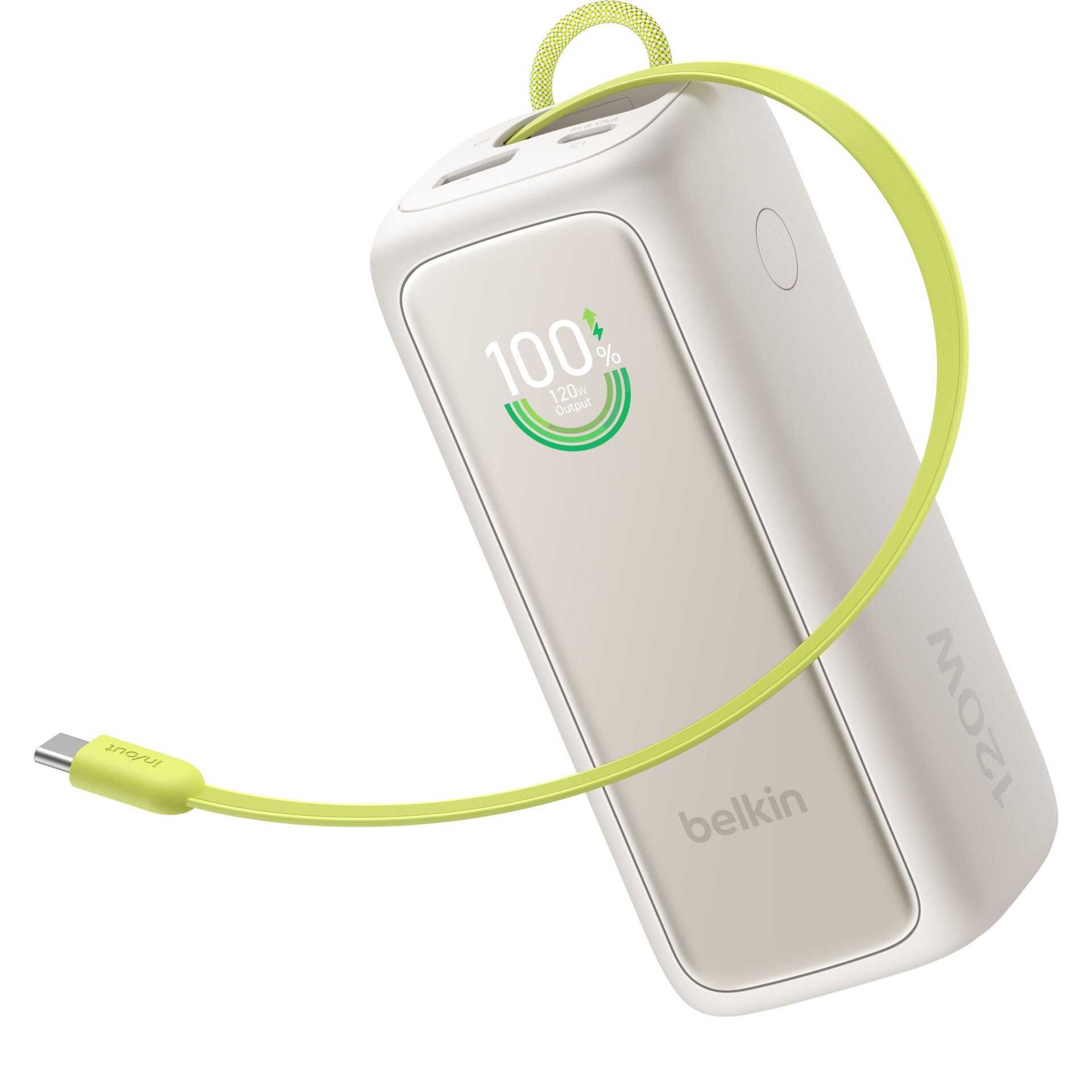 Powerbank, 6000mAh, USB-C, Induktion, Neon-grün