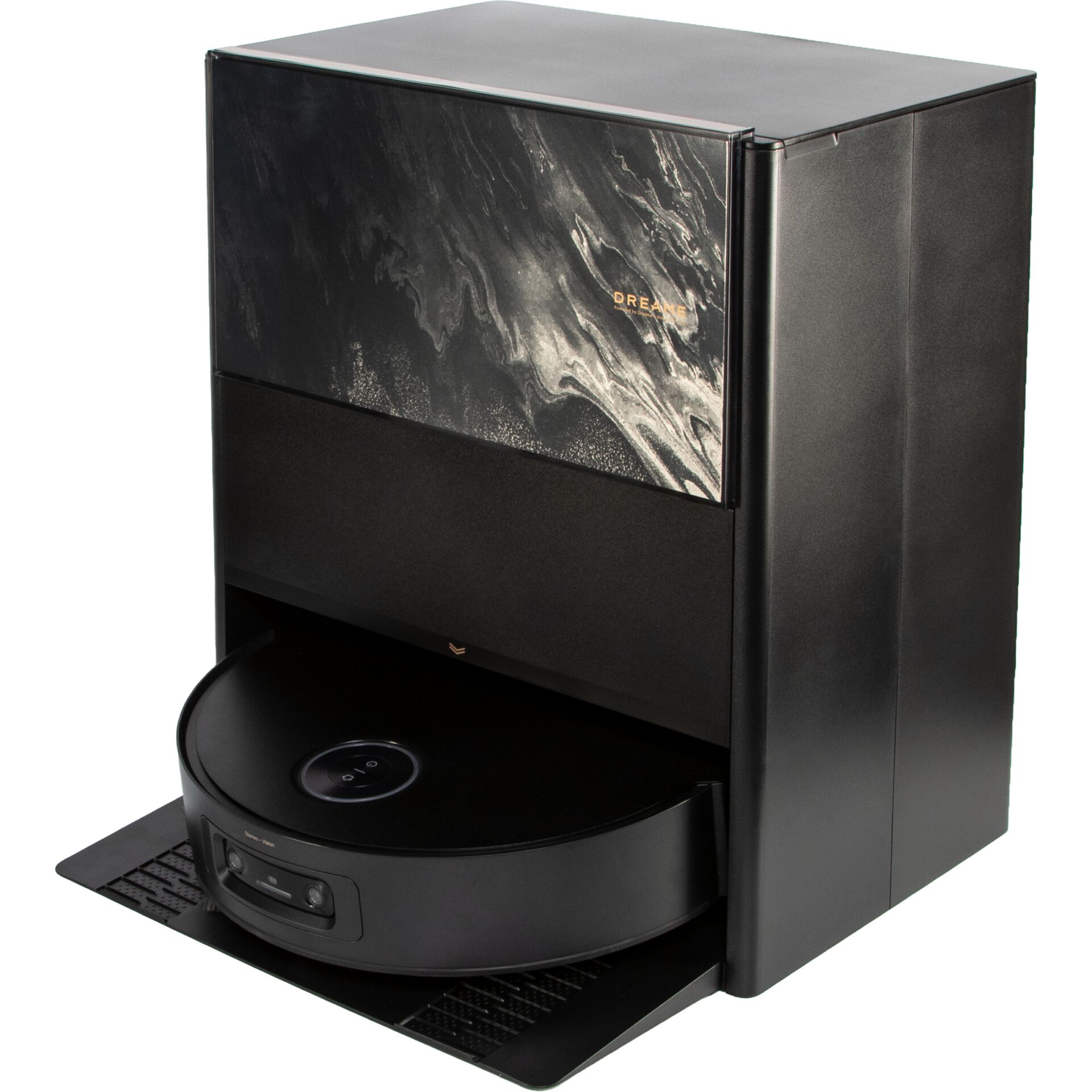 robot vacuum, vacuum, dock, charging, black
