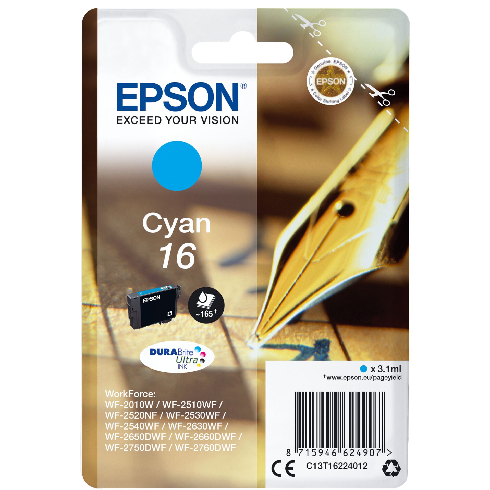 Epson ink cartridge cyan  DURABrite Ultra T 162     T 1622