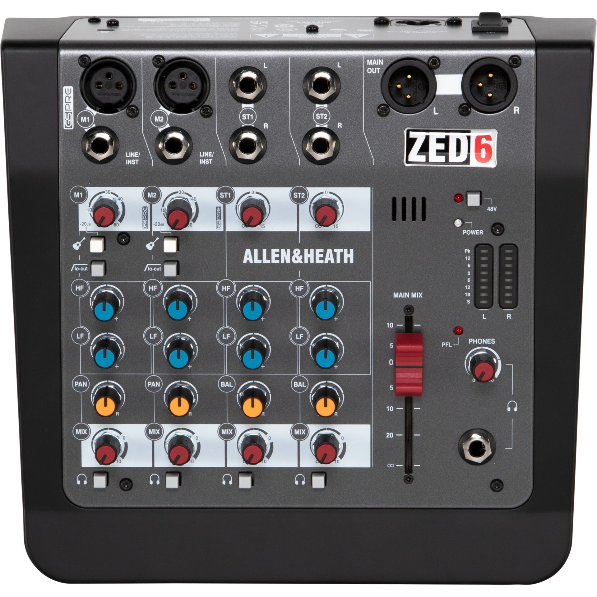 Audio-Mixer, Allen & Heath, 6-Kanal, XLR-Eingänge, Knopfregler