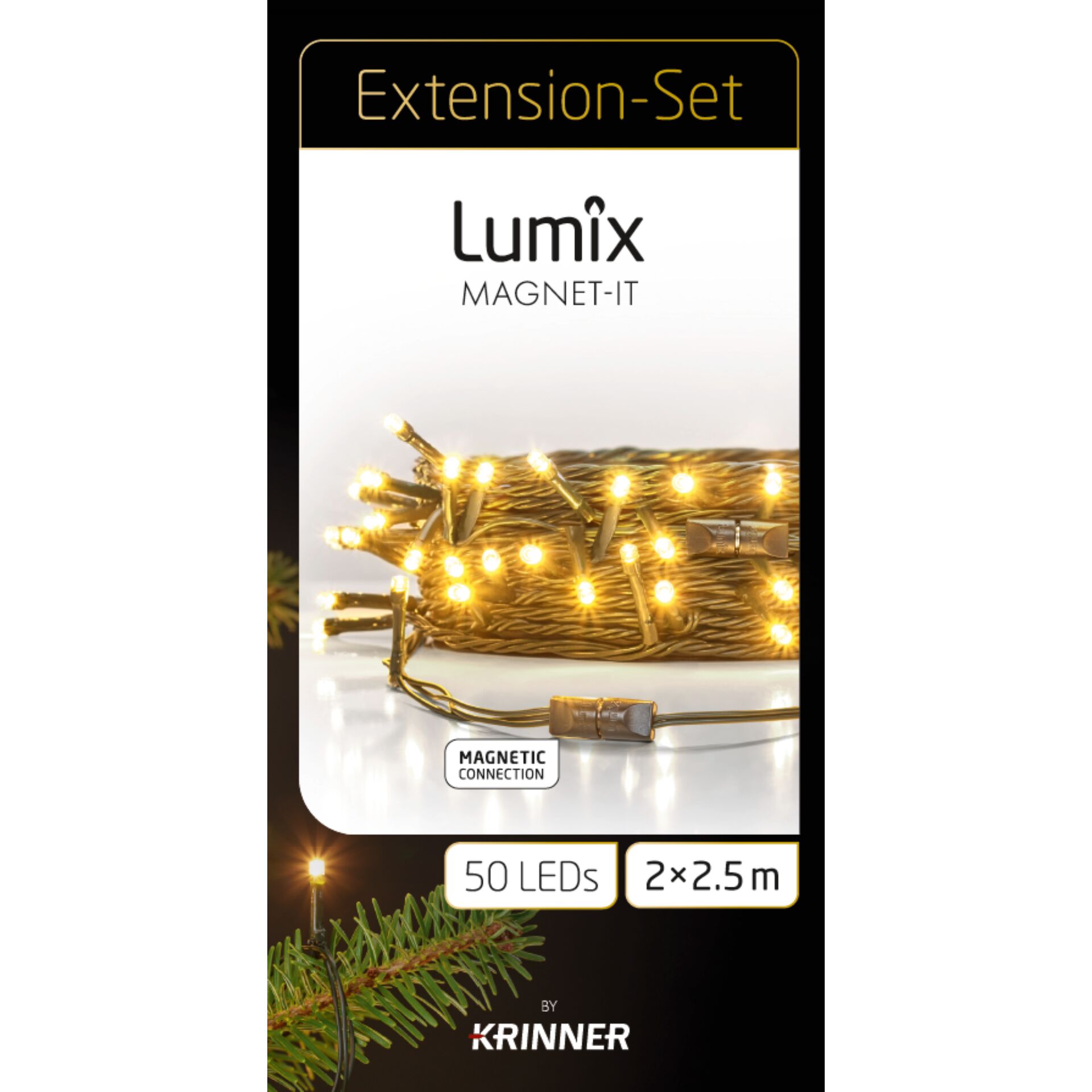 Lichterkette, LED, 50 LEDs, 2x2,5 m, Magnet-Verbindung