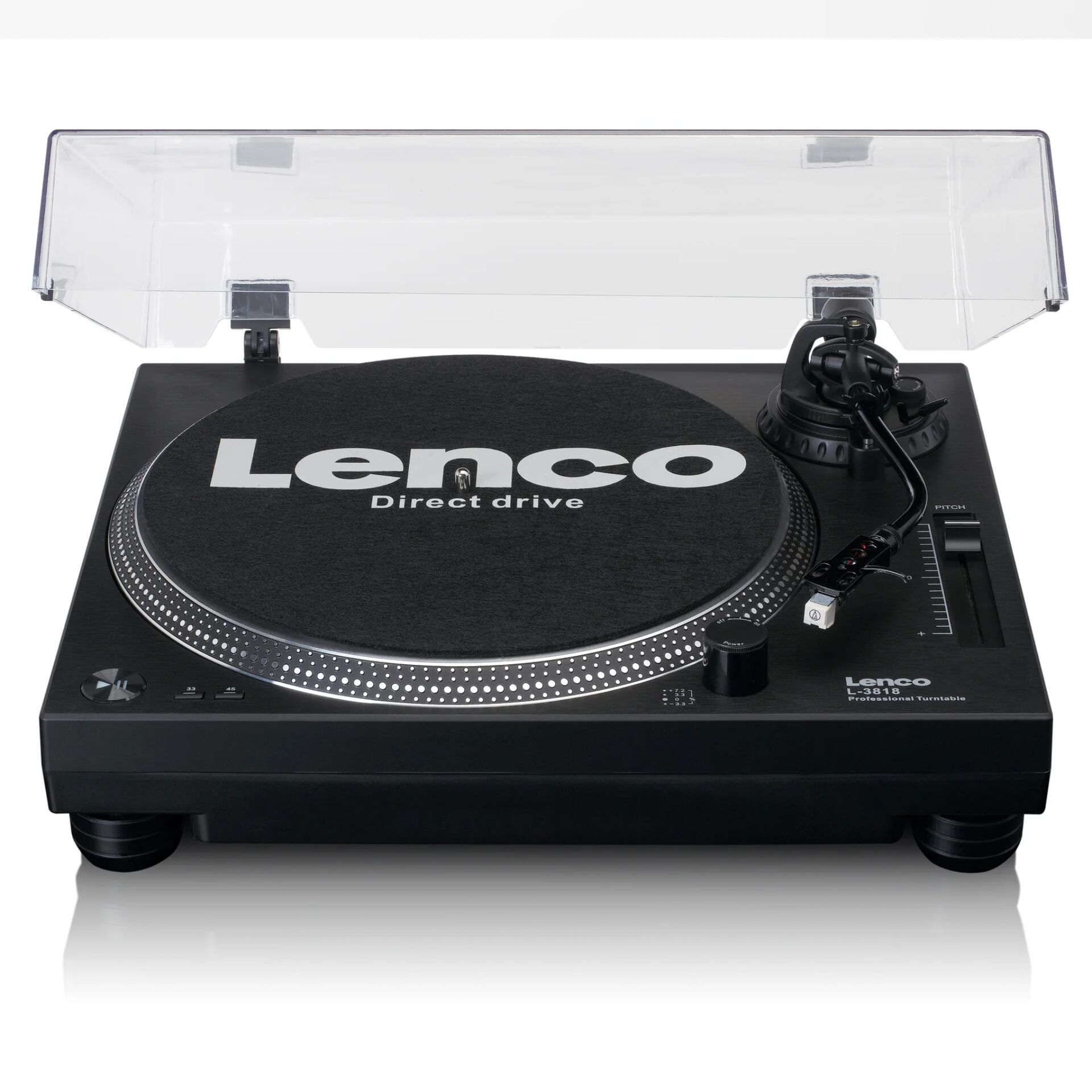 Plattenspieler, Direktantrieb, Schwarz, Turntable, Transparentabdeckung