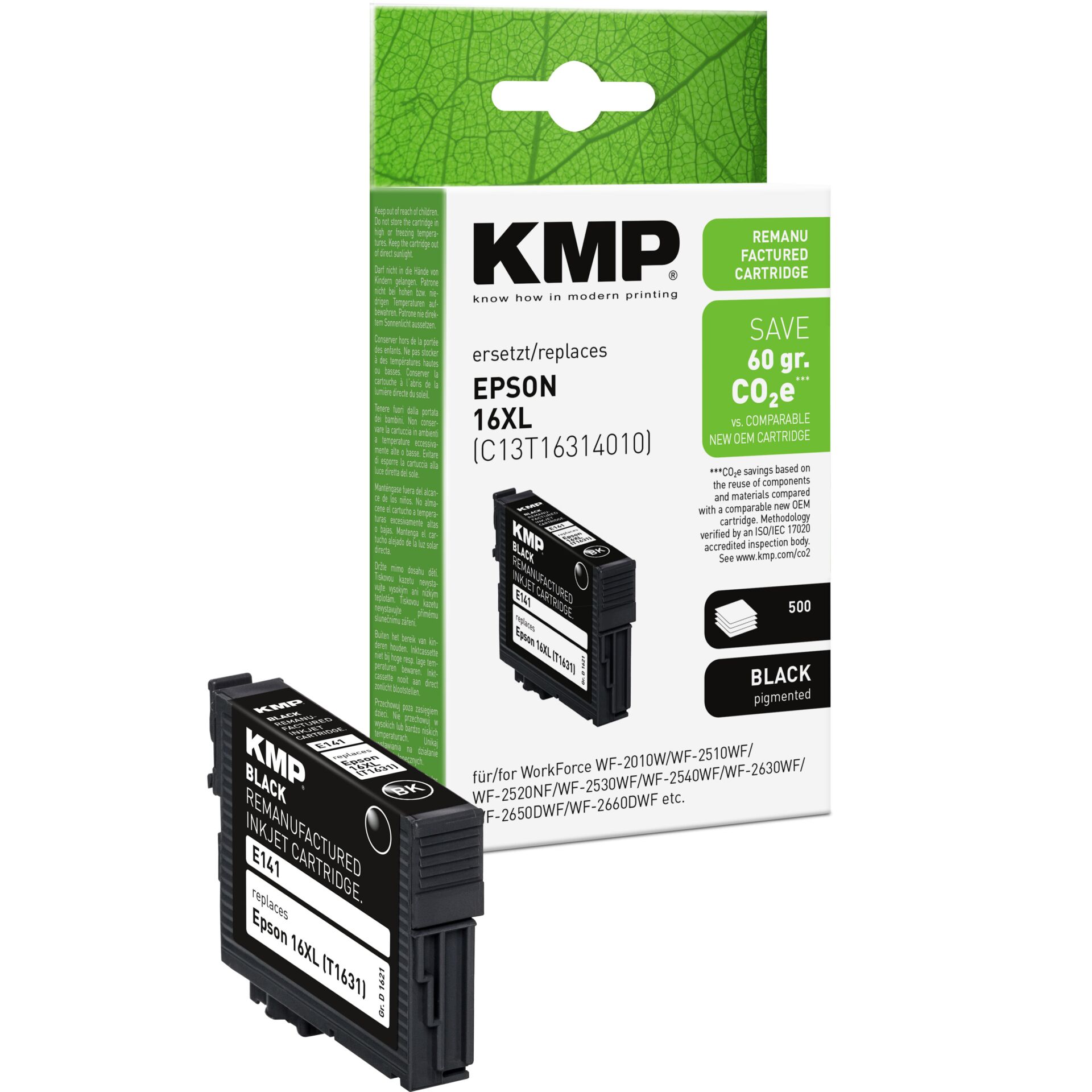 Adapter, Elektronik, Computer-Ausrüstung, Computerausrüstung, QR-Code, Tintenpatrone, Epson Ersatz, KMP, 16XL, Schwarz pigmentiert