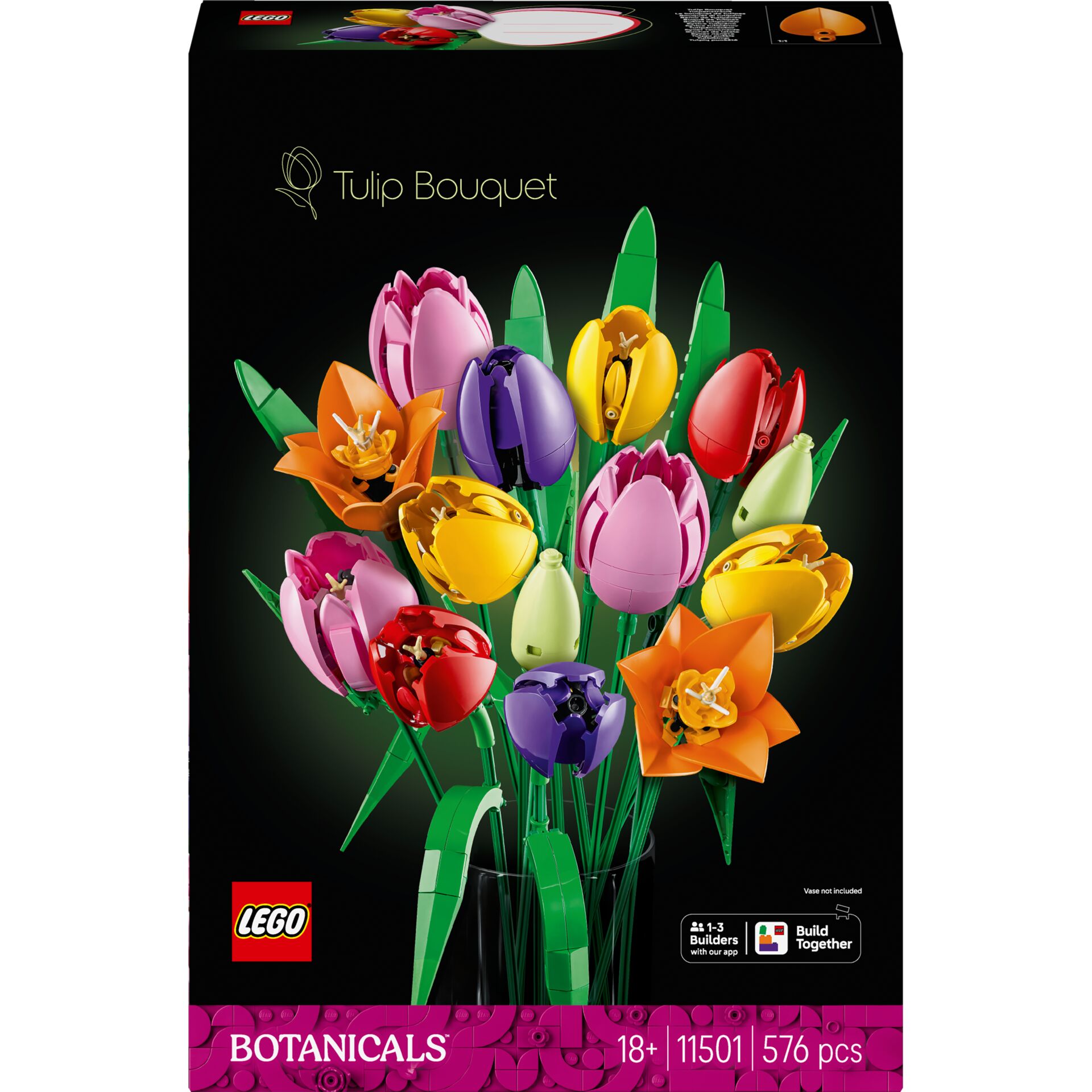Tulipengesteck, Kunstblumen, Bunter Blumenstrauß, LEGO Botanicals, Stängelzubehör