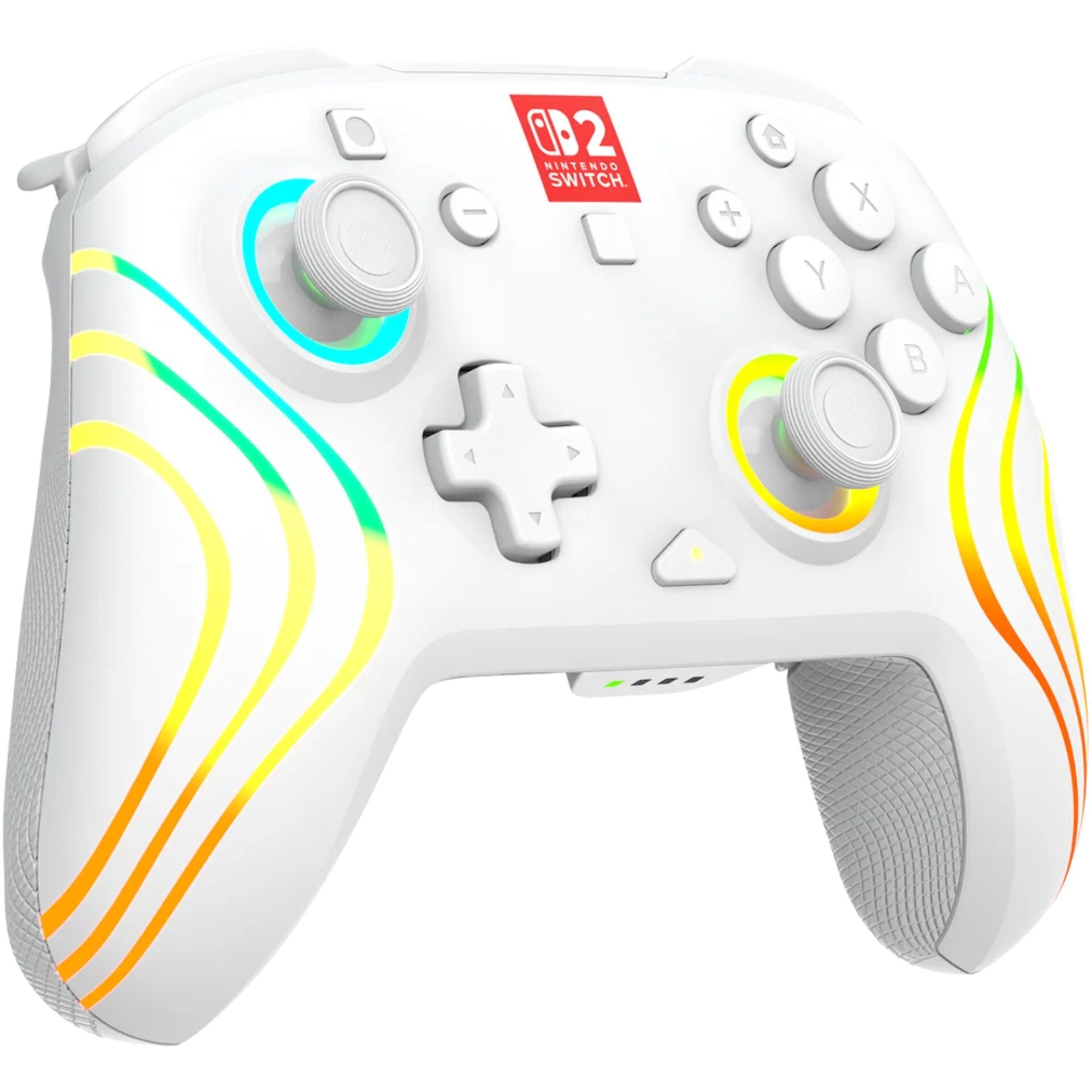 Nintendo Switch Pro Controller, weißer Controller, Neon Streifen, RGB Akzente, -