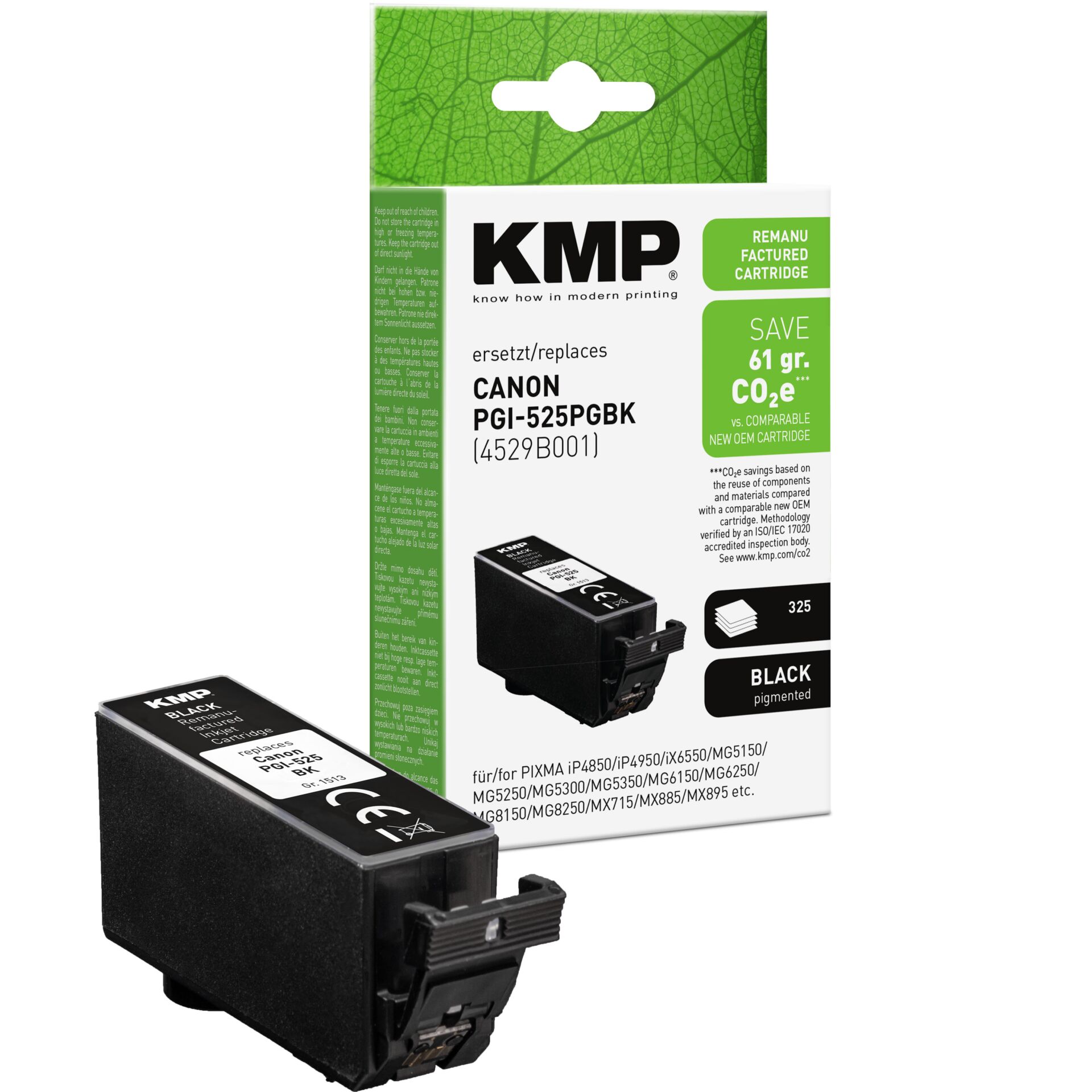 Adapter, Elektronik, Tintenpatrone, Canon-Kompatibel, PGI-525, Schwarz pigmentiert, CO2-einsparung