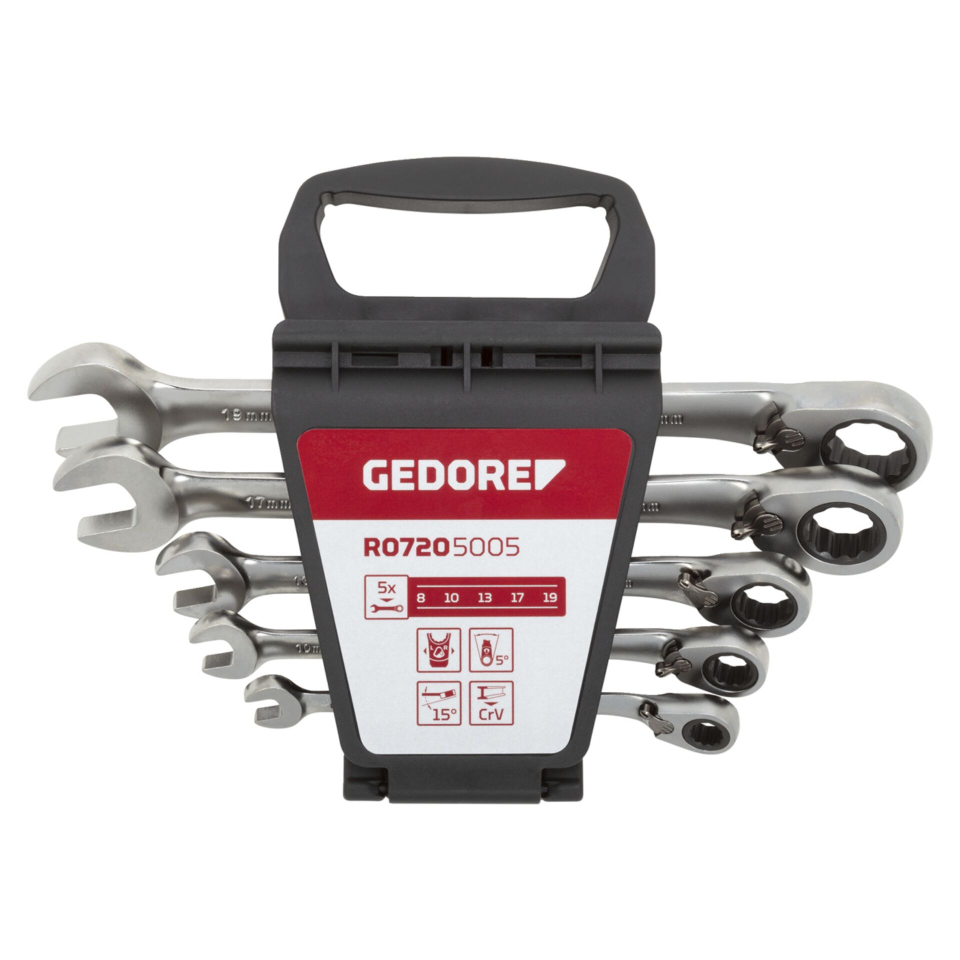 GEDORE red Combination Ratchet  open-end Spanner Set  5-pieces