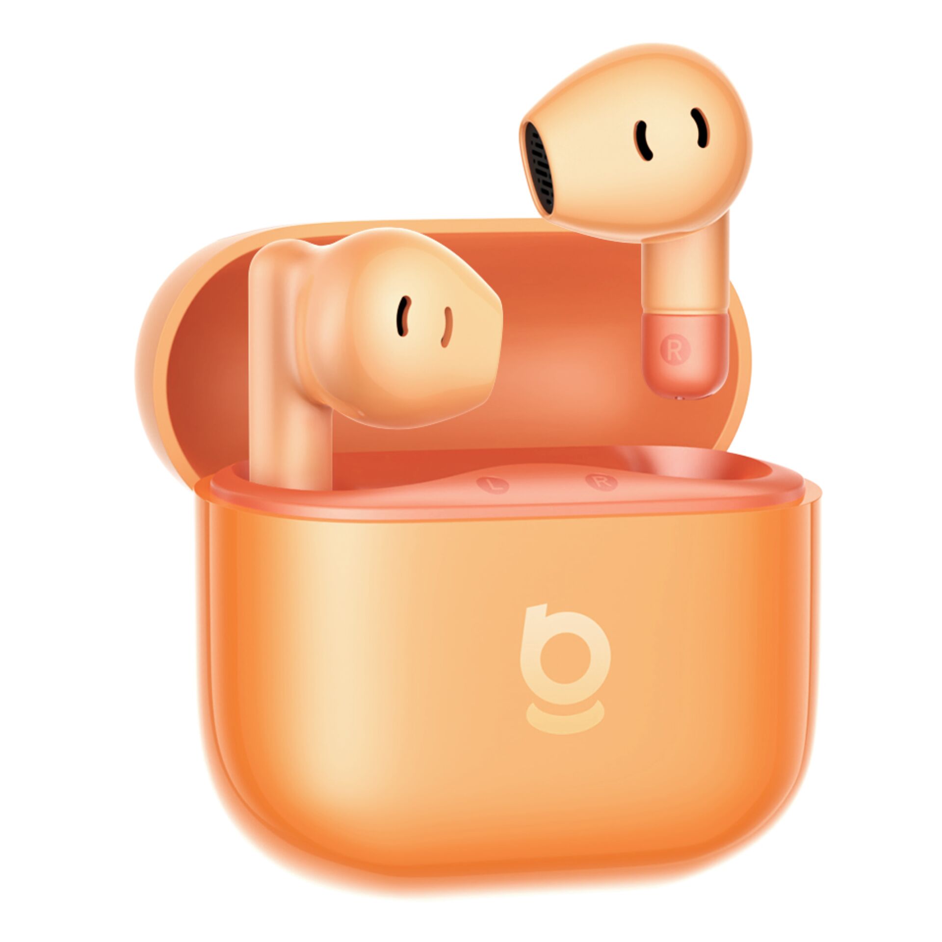Kopfhörer, In-Ear, Bluetooth, Case, Pfirsich