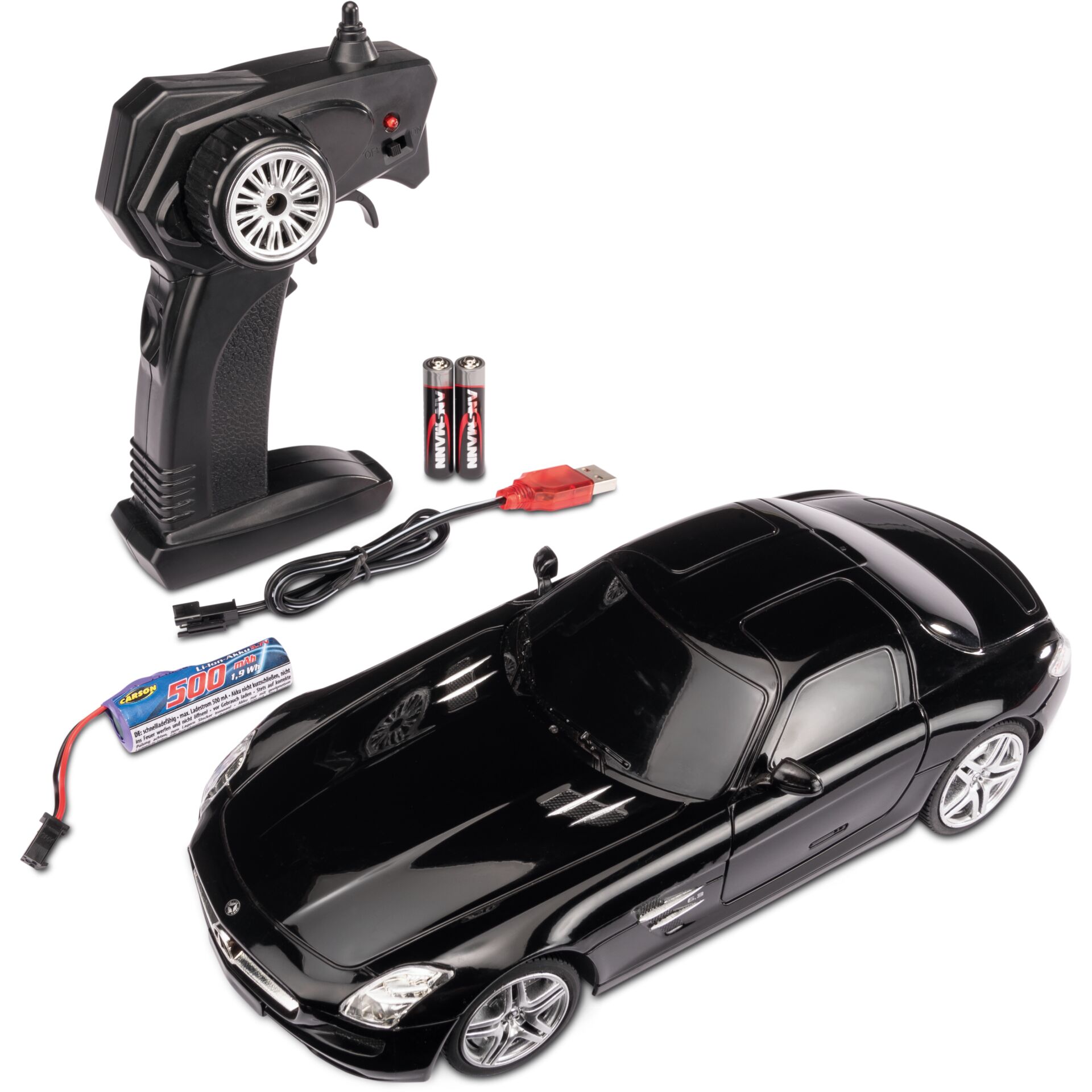 RC Auto, Fernbedienung Auto, schwarz, Batterie, Ladegerät