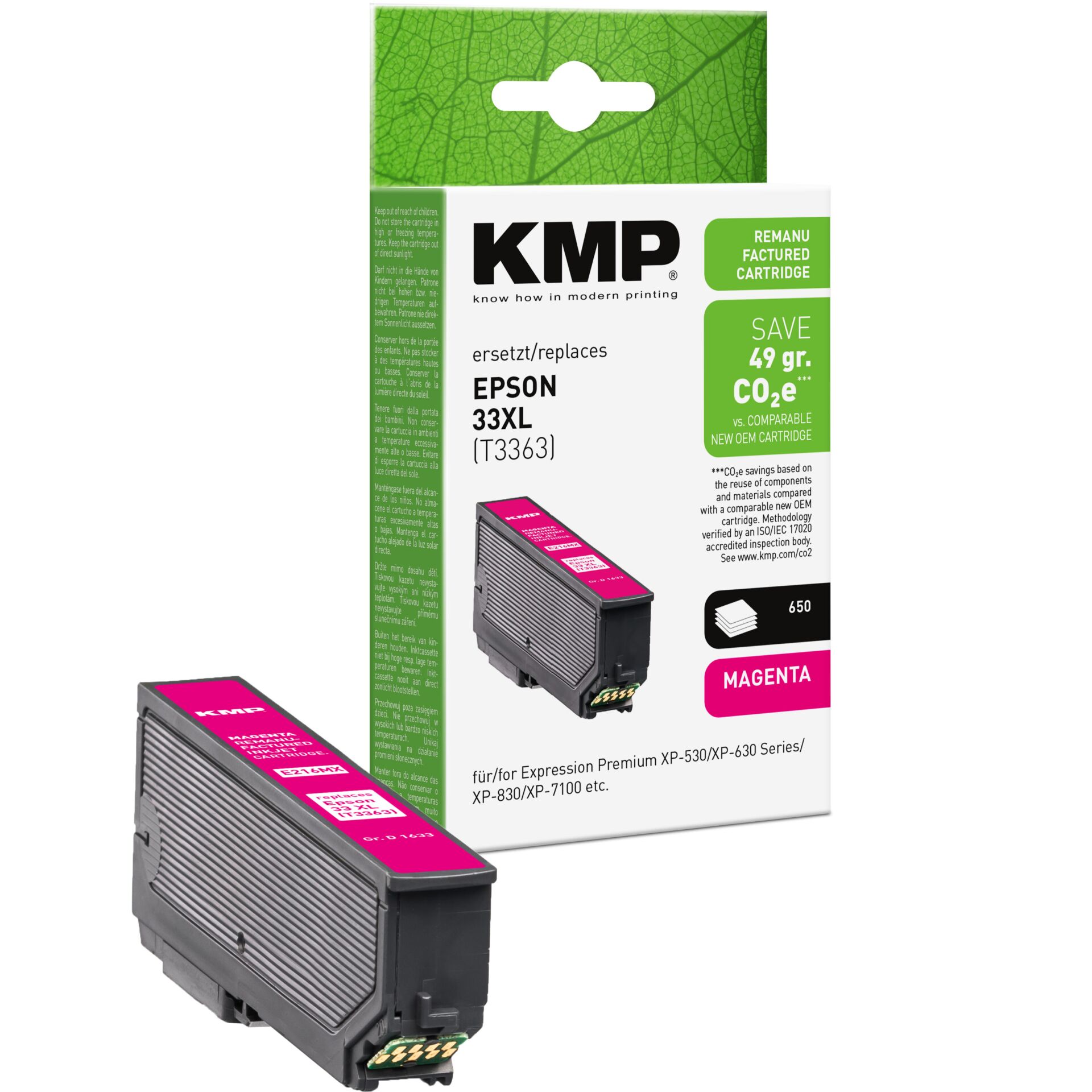 Adapter, Elektronik, QR Code, Tintenpatrone, Magenta, EPSON, KMP, T3363