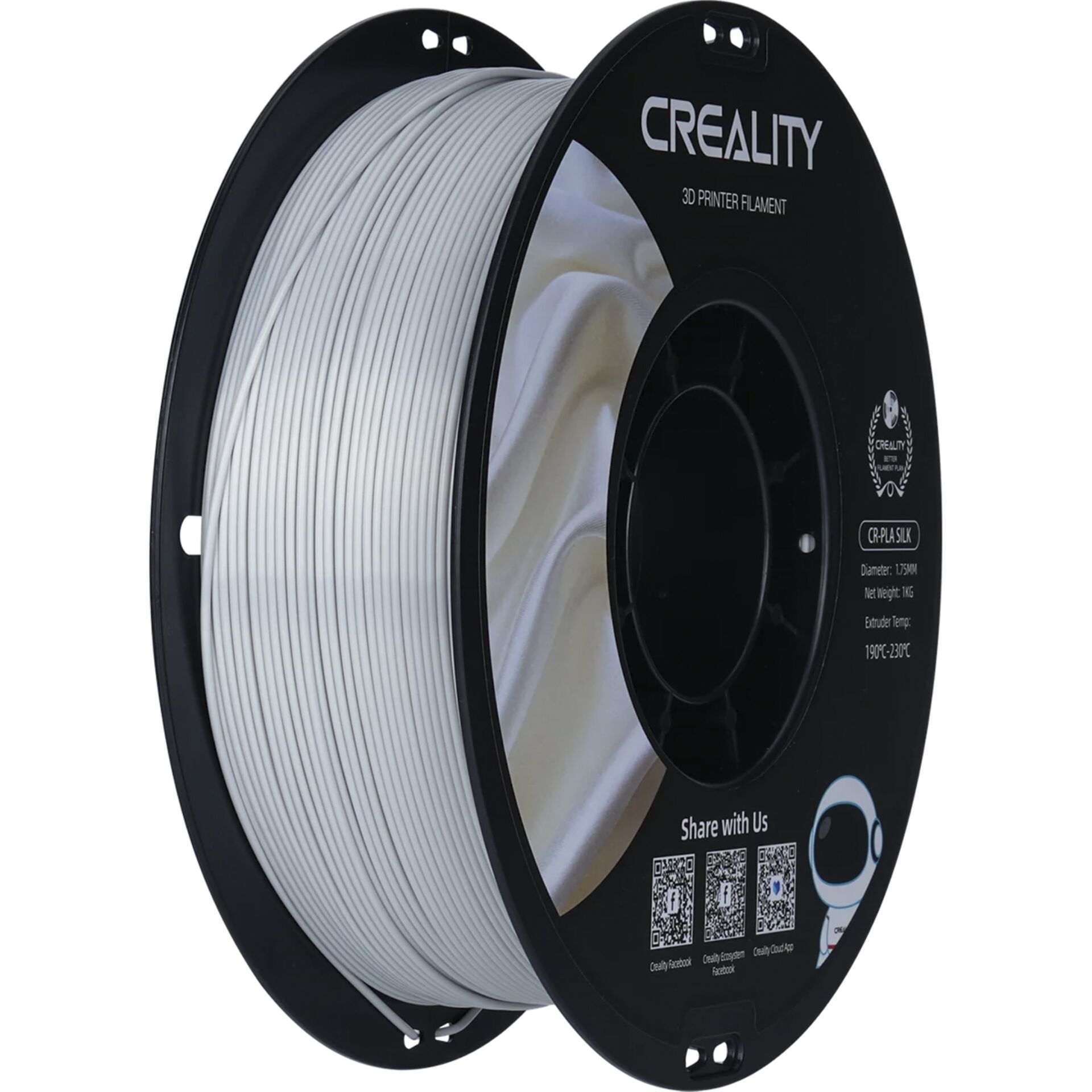 3D-Druck Filament, PLA-Filament, weißer Draht, Spule, Filament-Display