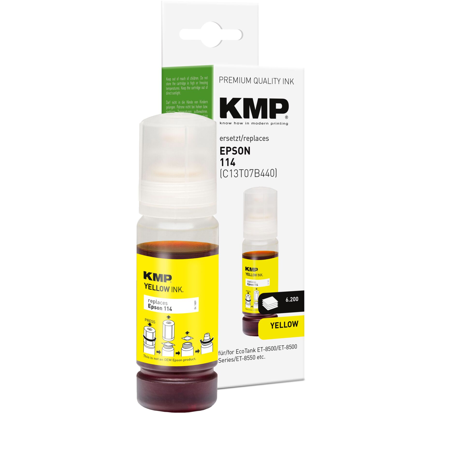 Tintenflasche, Gelb, Epson 114, KMP, Druckerpatrone