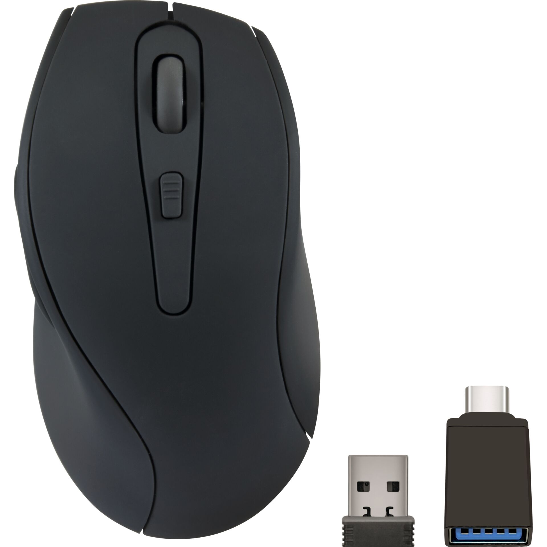 Computermaus, Drahtlos, USB-C Adapter, USB-A Anschluss, Ergonomisch