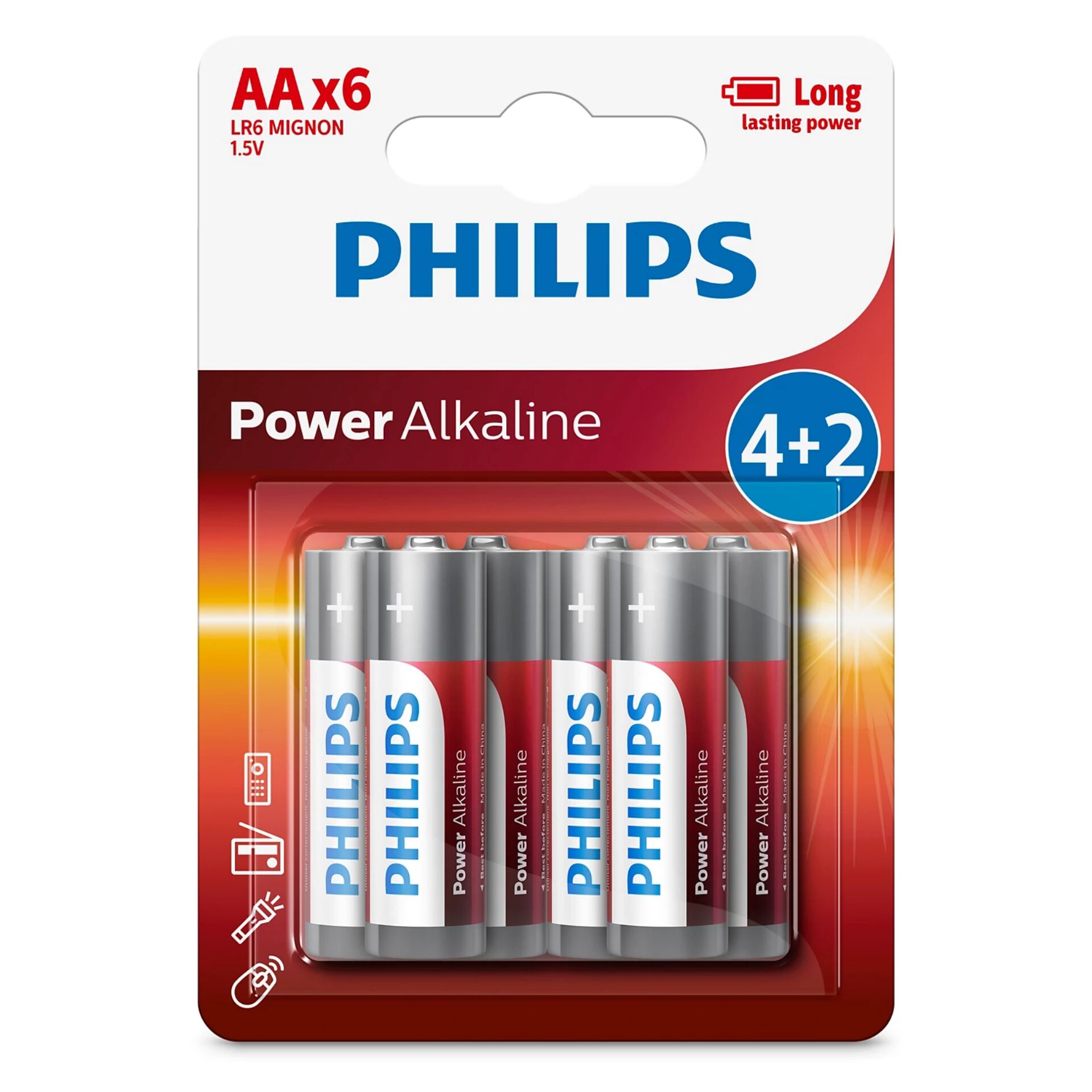 1x6 Philips Power Alkaline AA  battery Promo Pack