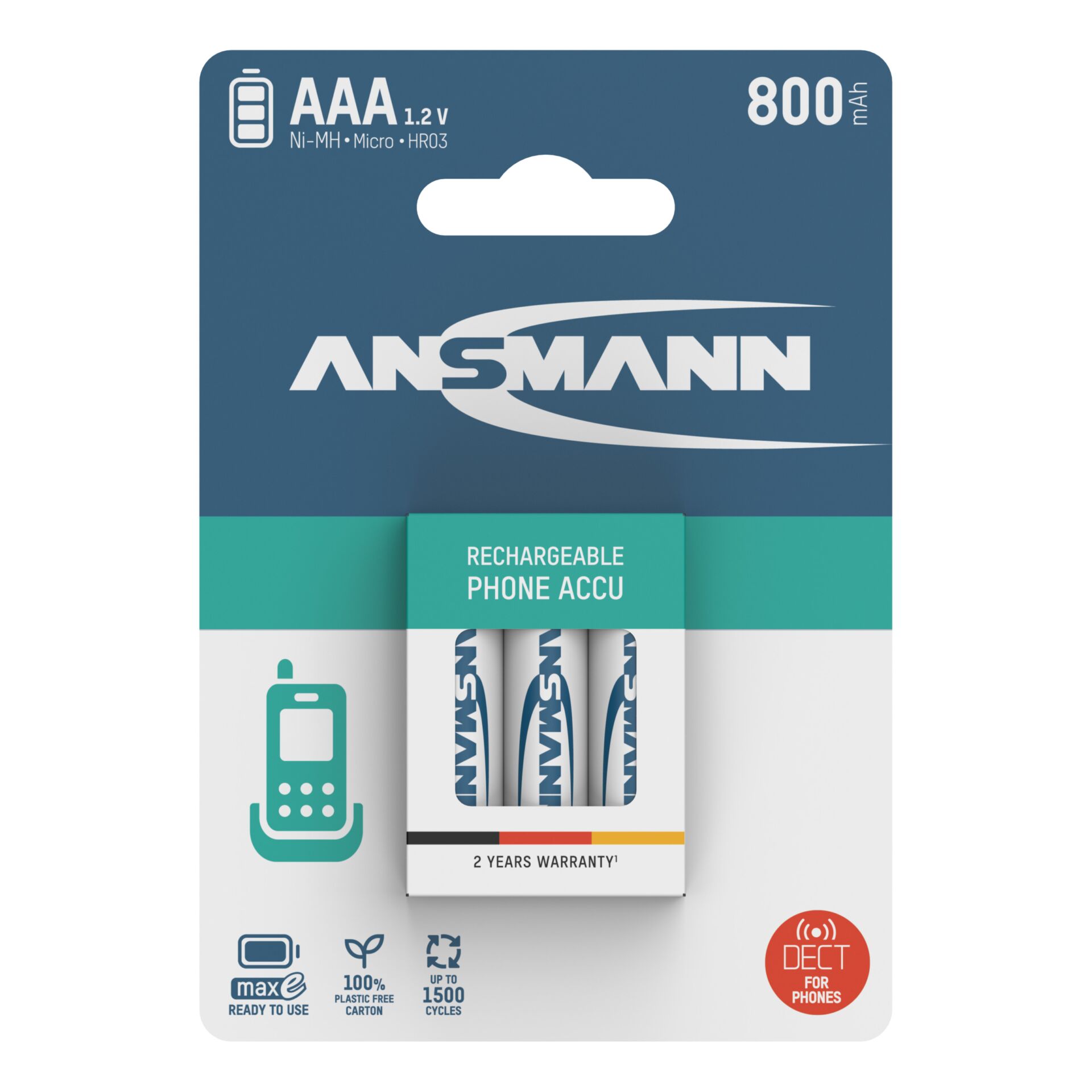 1x3 Ansmann maxE NiMH rech.bat.  Micro AAA 800 mAh DECT PHONE