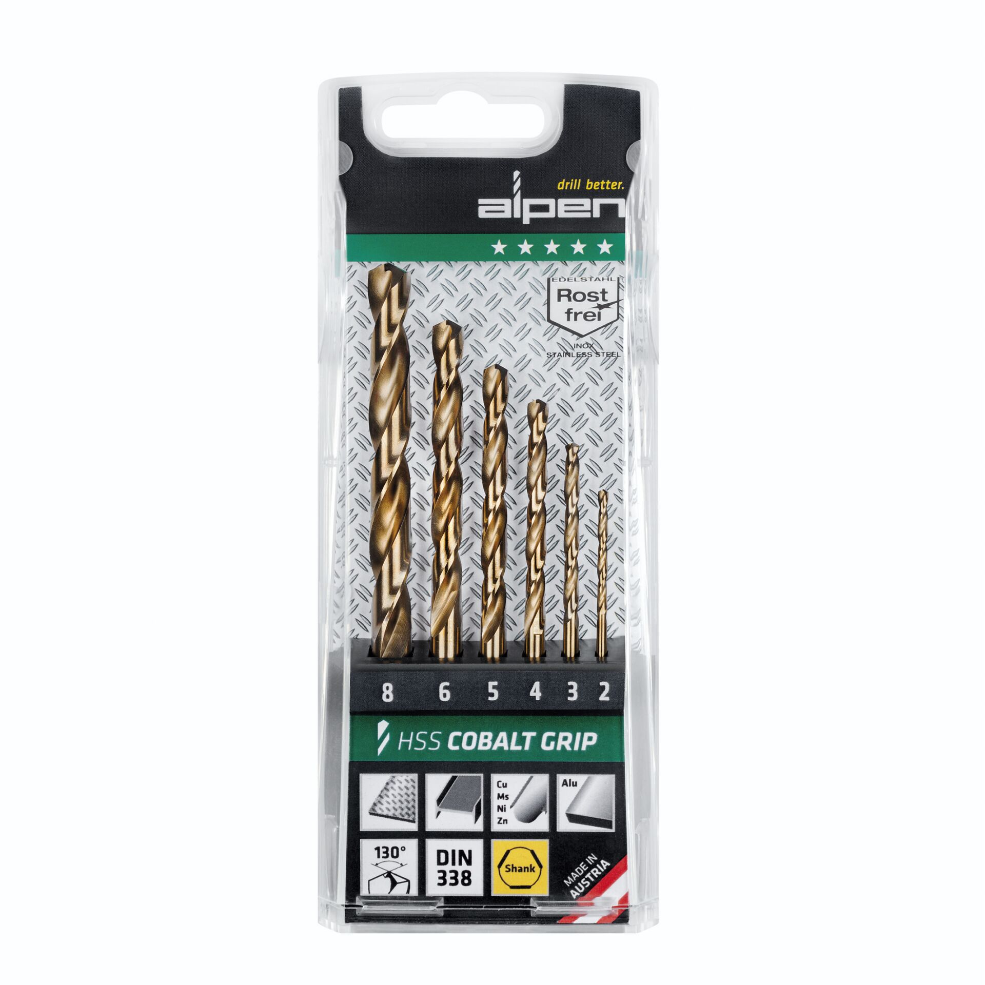 Alpen Cassette HSS Cobalt Jobber  Drill Bit TM 6, 2-3-4-5-6-8