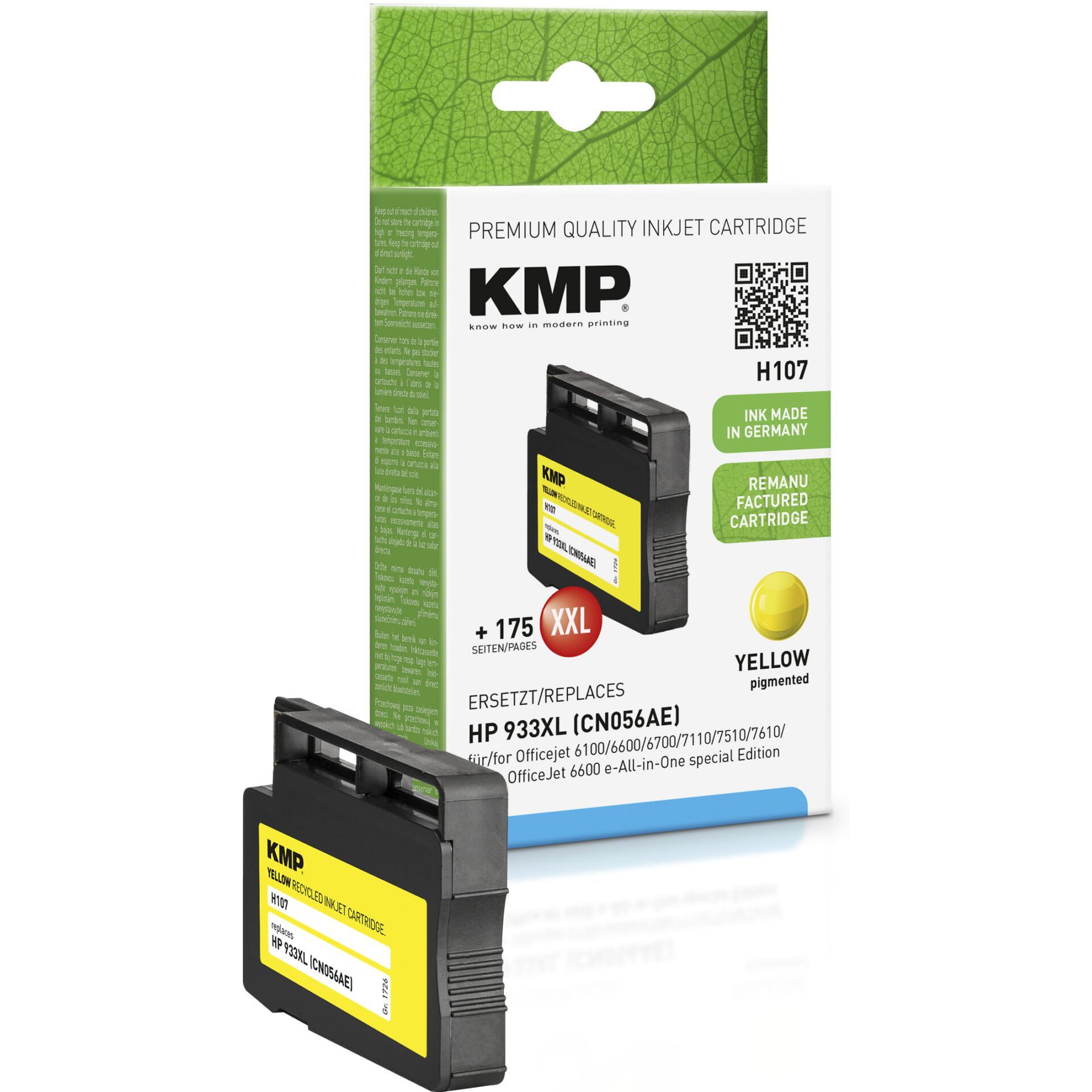 KMP H107 ink cartridge yellow  comp. with HP CN 056 AE 933 XL