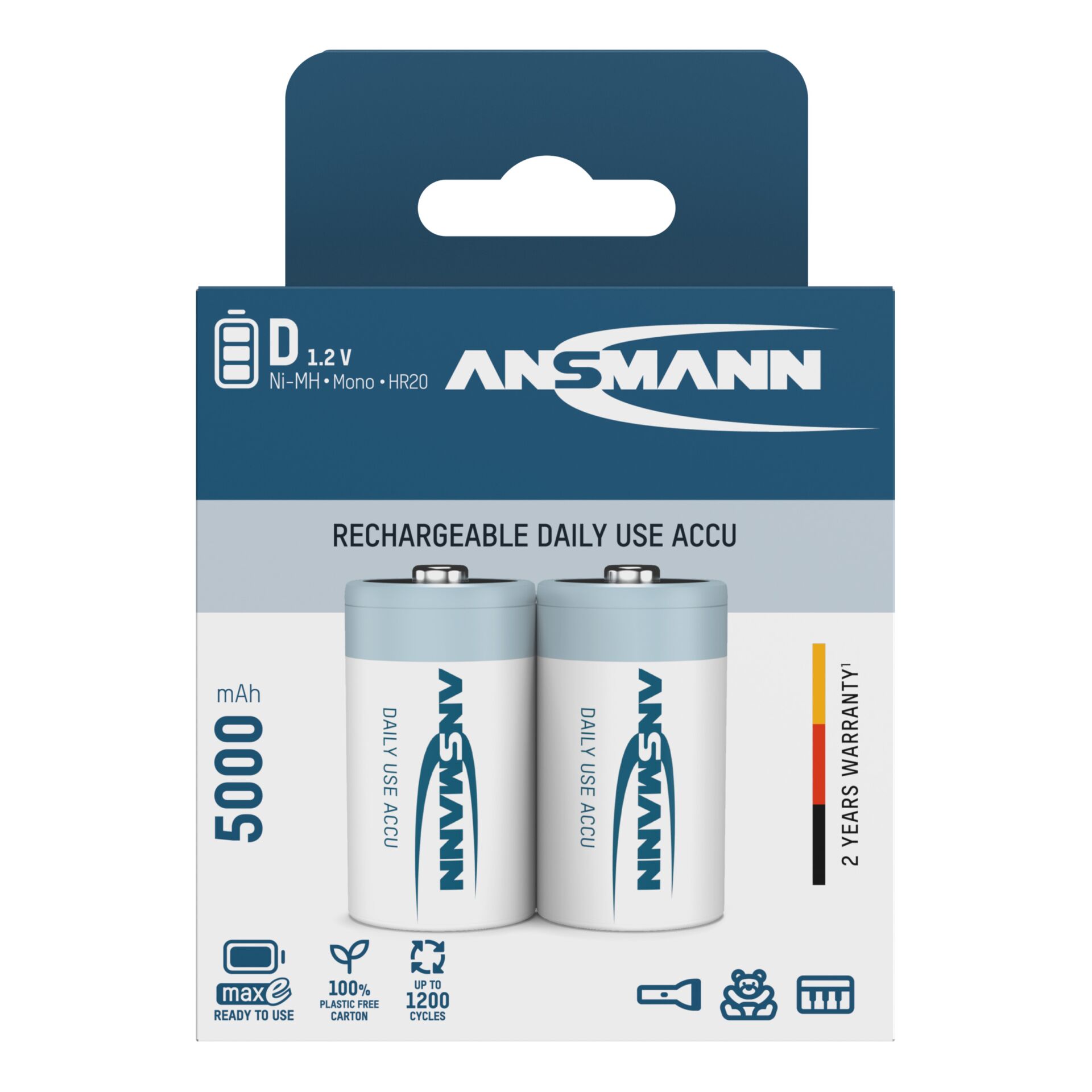6x2 Ansmann maxE NiMH aku  Mono D 5000 mAh          5030922