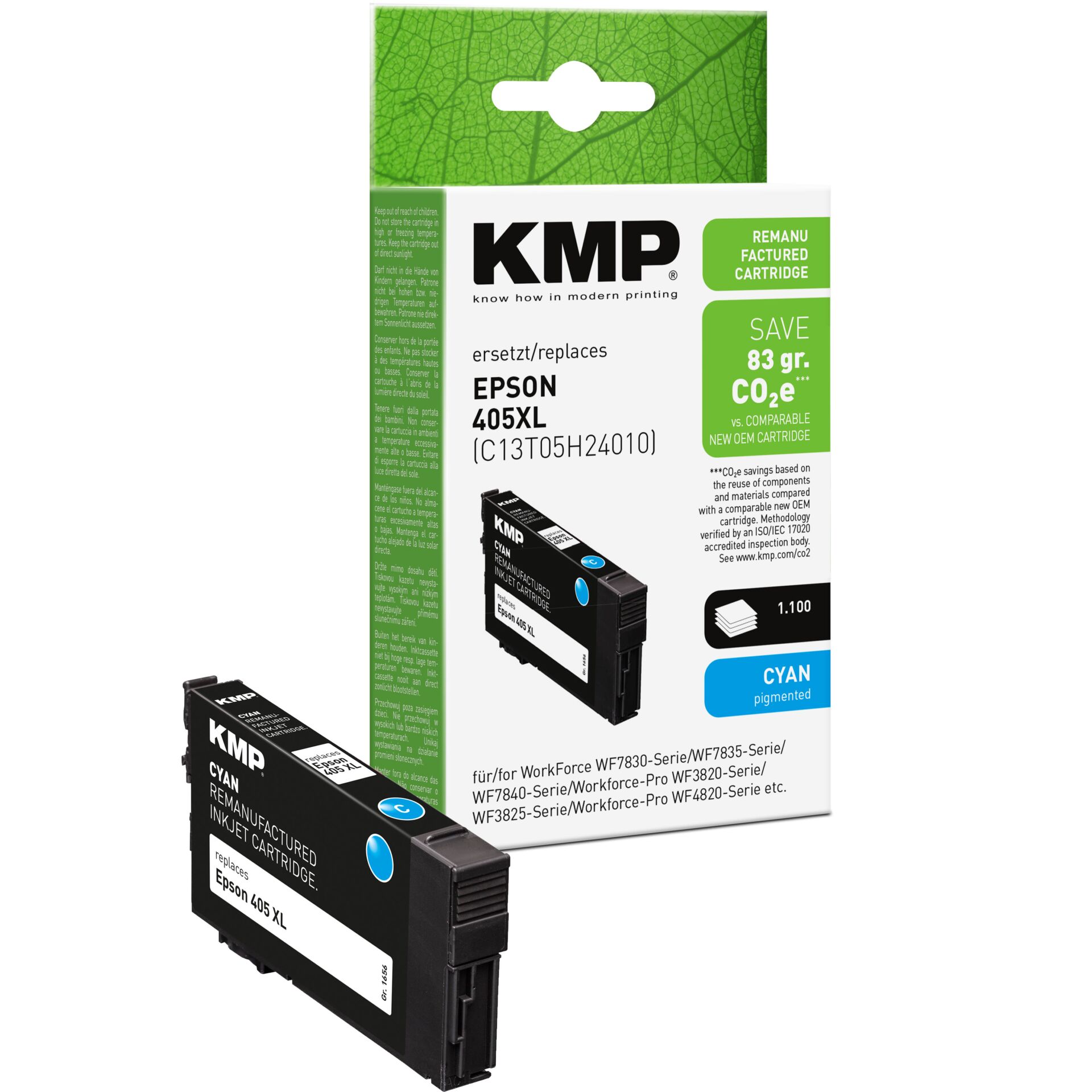 Adapter, Elektronik, Computer-Ausrüstung, Computerausrüstung, QR-Code, Tintenpatrone, Cyan, KMP, Epson 405XL, Nachfüllpatrone