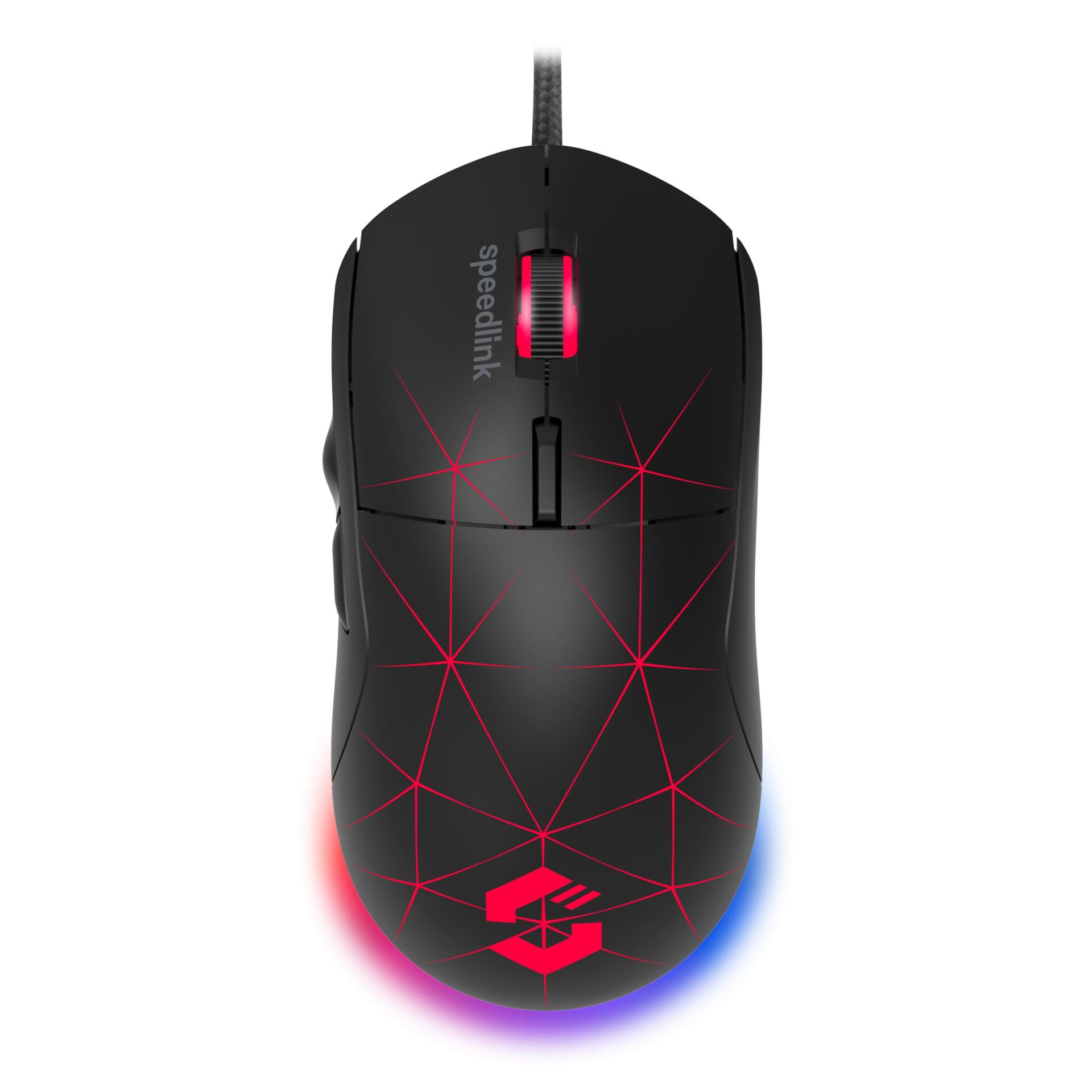 gaming-maus, angeschlossen, schwarz, roter muster, scrollrad rot, Gaming-Maus, USB-Kabel, RGB-Beleuchtung, Schwarz, Geometrisches Muster