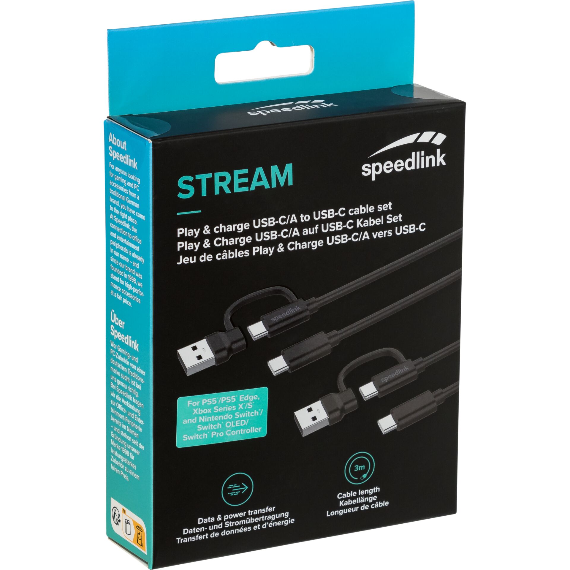 USB-C, USB-C-Kabel, Kabelsatz, 3 m, Speedlink
