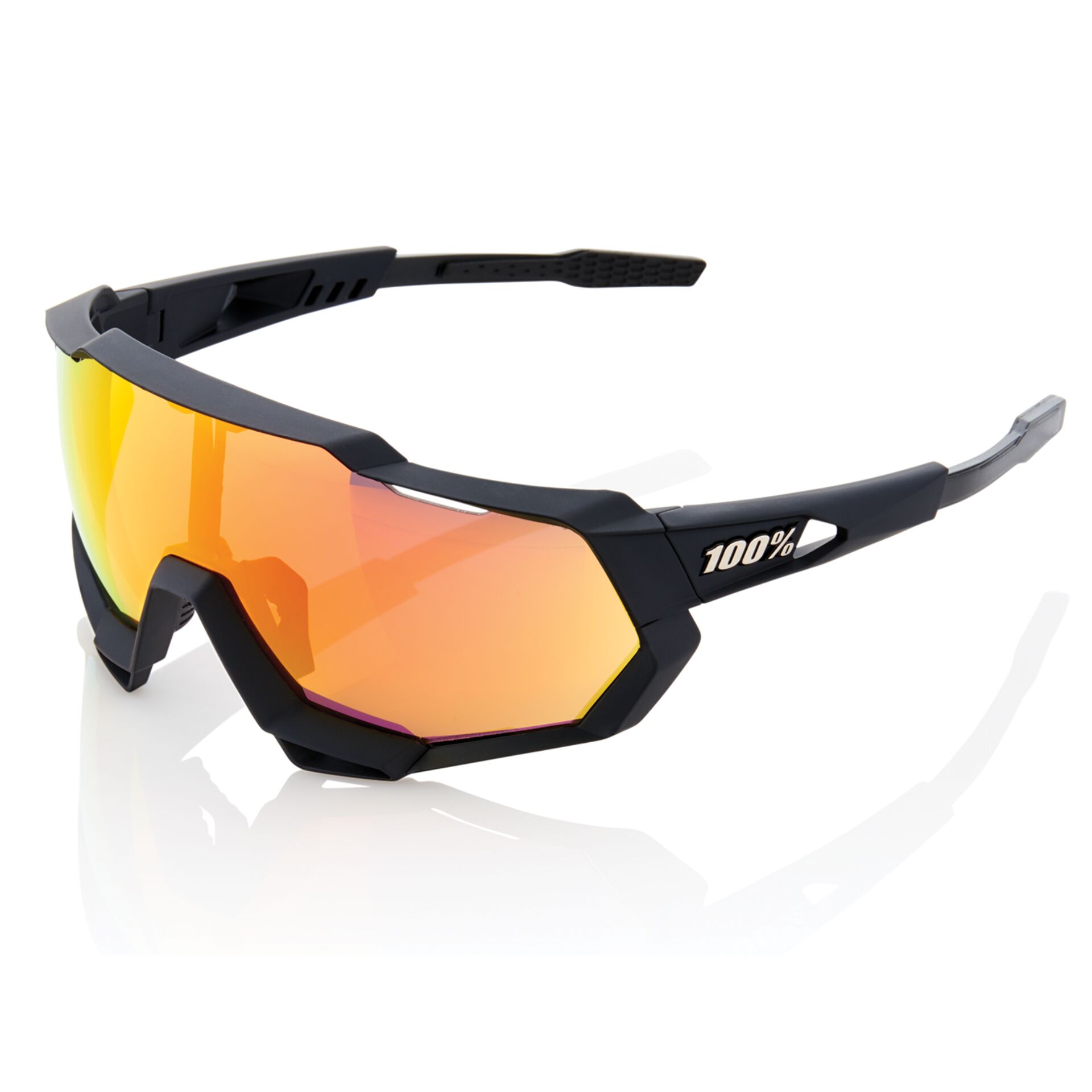 Sportbrille, Schutzbrille, Polycarbonat-Scheibe, orange Spiegelglas, Rahmen schwarz