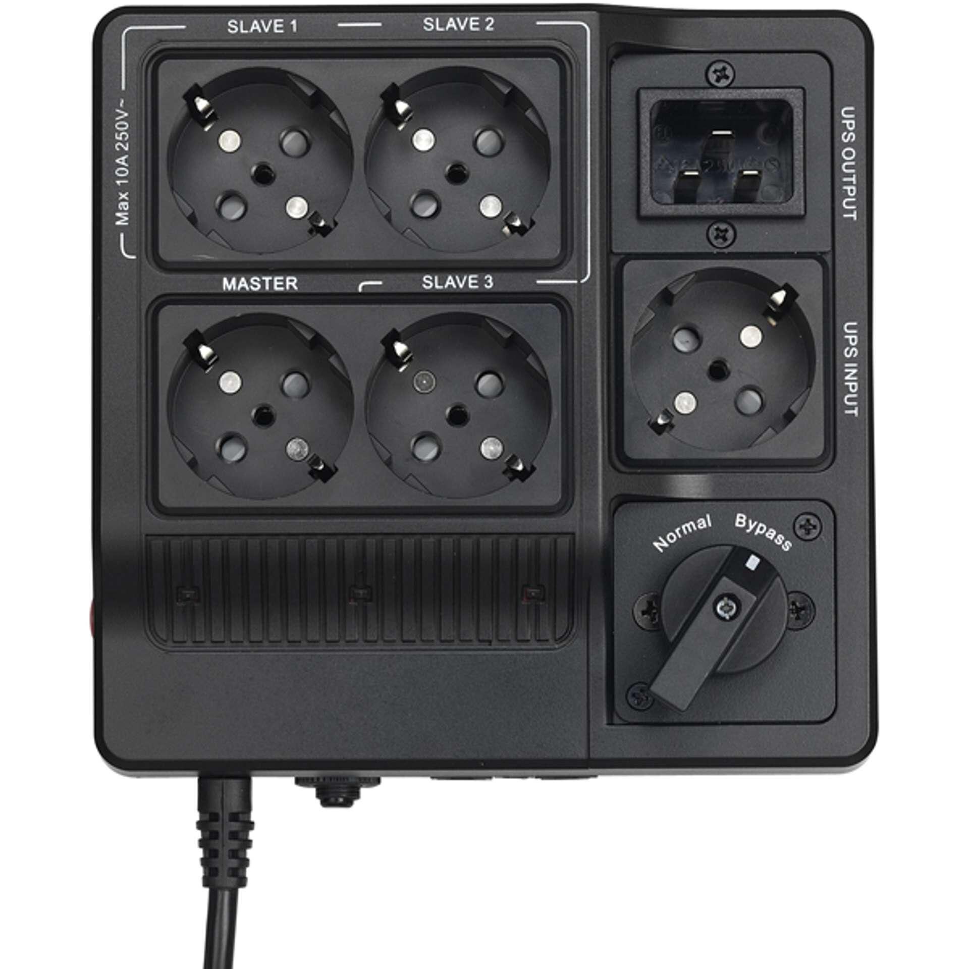 Steckdosenleiste, USV-Stecker, Mehrfachsteckdose, Schwarz, Schaltknopf