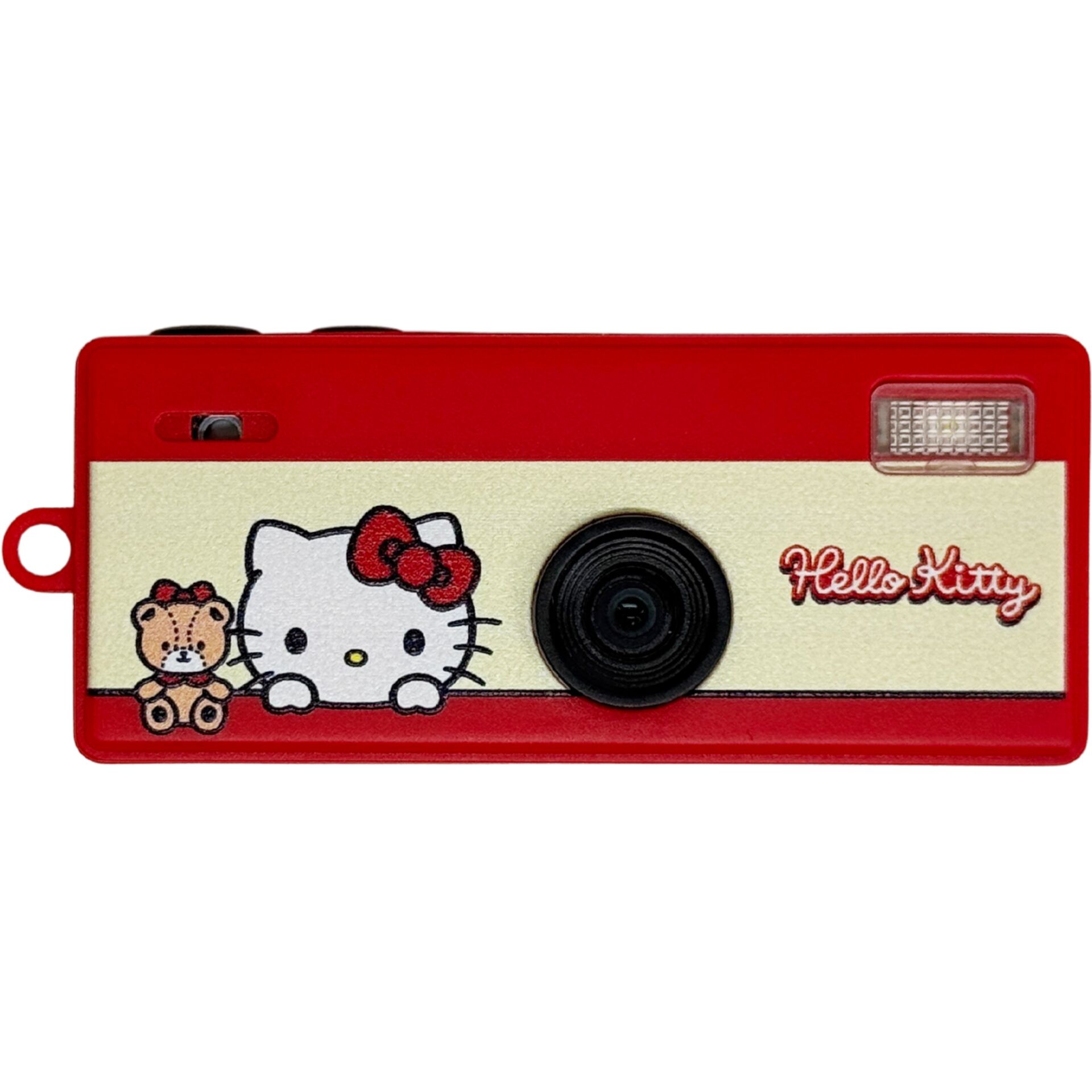 kamera, Hello Kitty, rot, teddy, linse