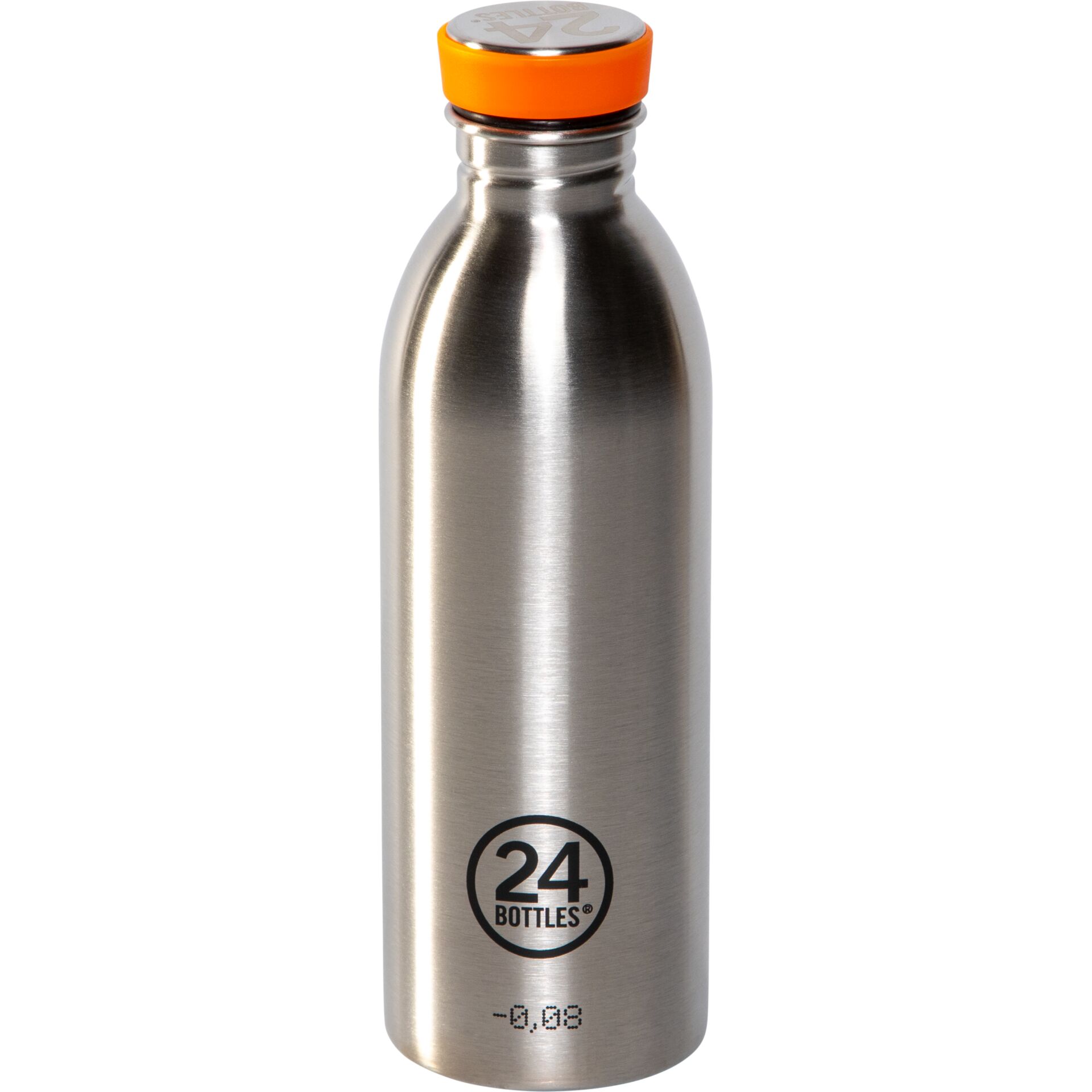 Metallflasche, Edelstahl, Wasserflasche, Orangener Deckel, wiederverwendbare Flasche