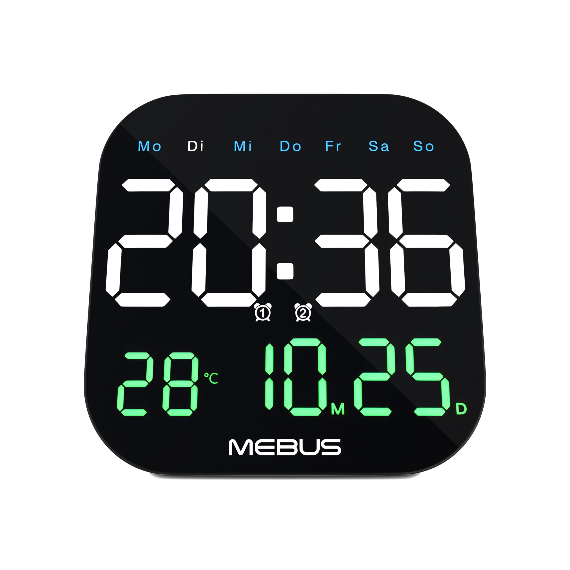 digitaler Uhr, Wanduhr, 4-stellige Anzeige, grüne LED, MEBUS Marke