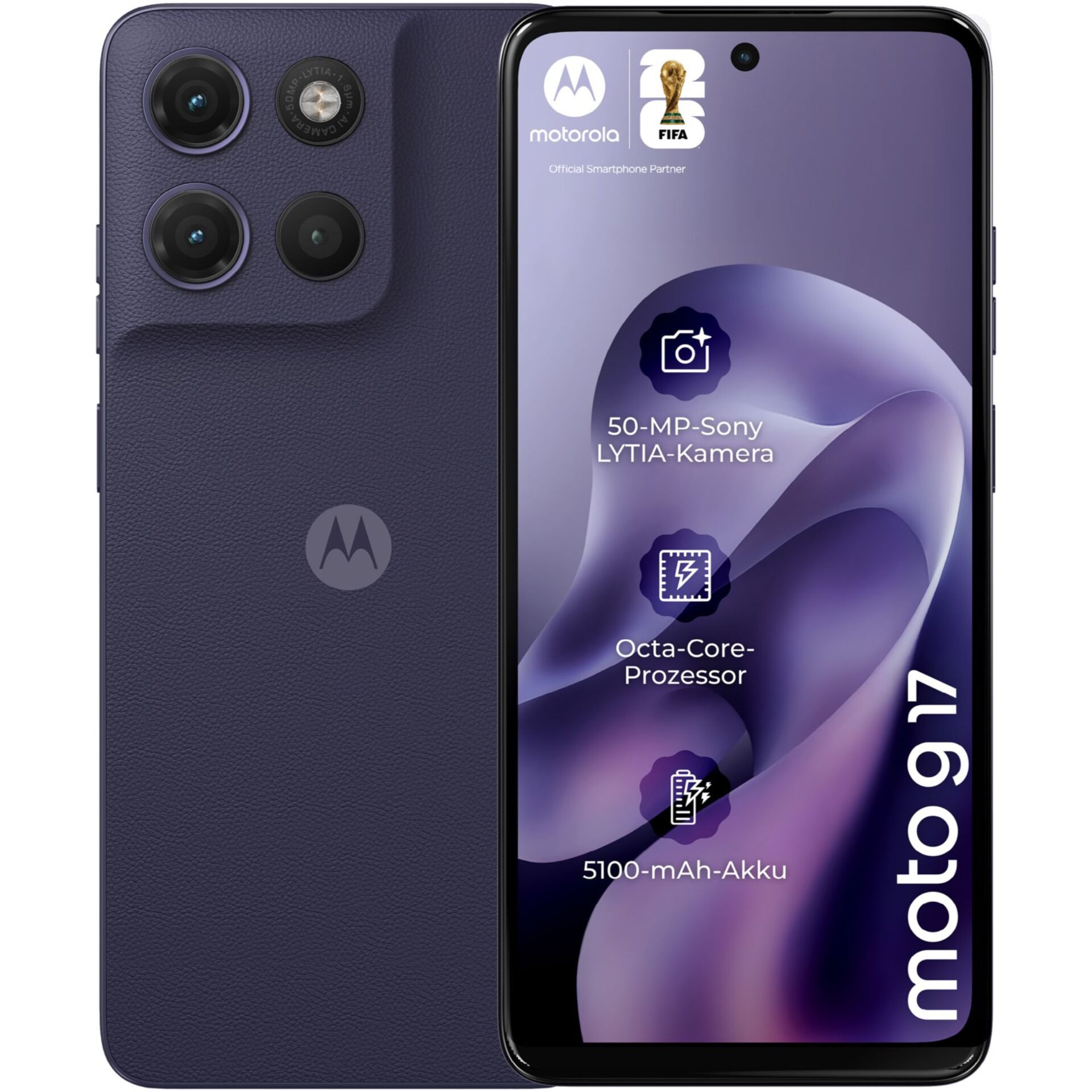 smartphone, Quad-Kamera, OLED-Display, Lila, 5100 mAh Akku