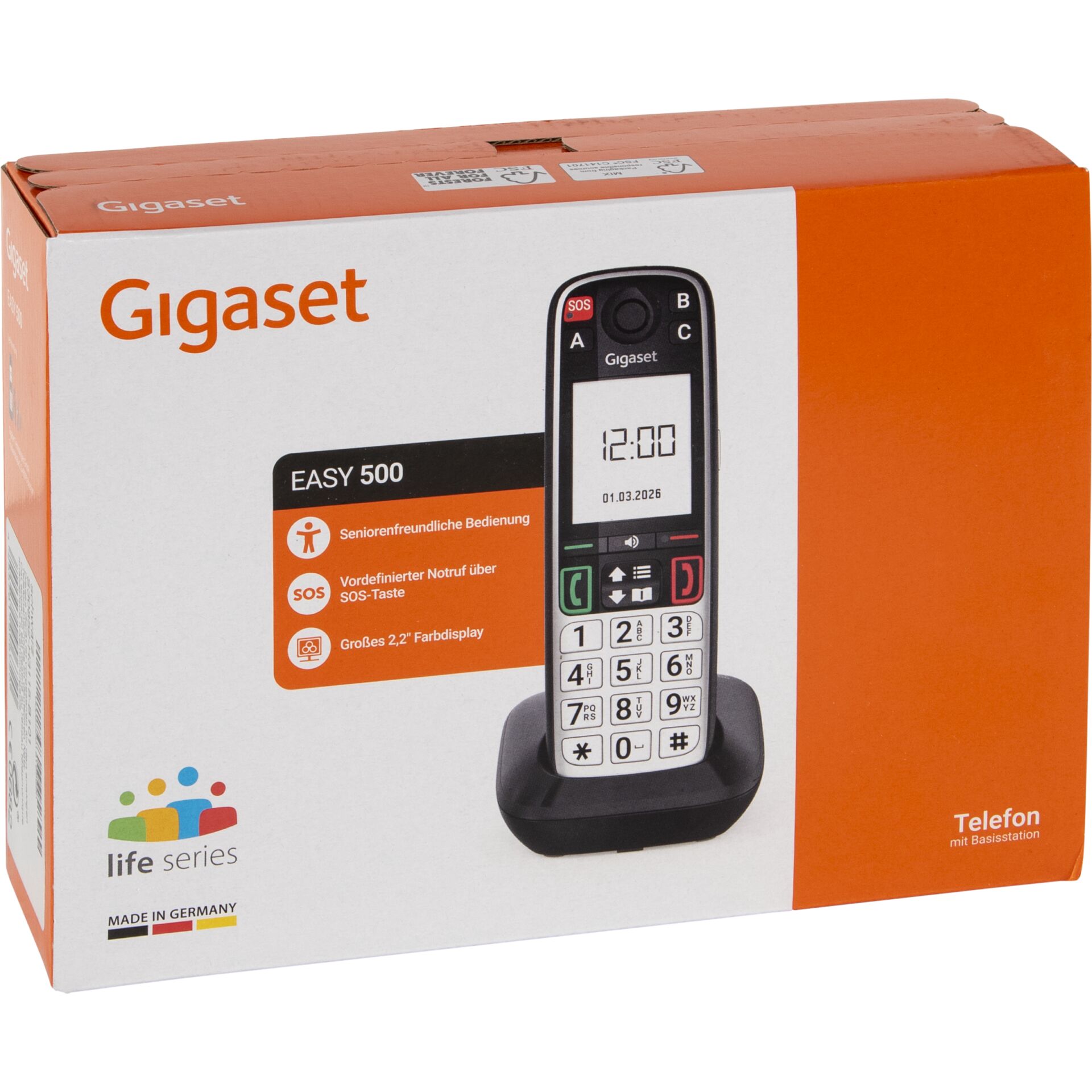 Gigaset Easy 500, DECT-Telefon, kabelloses Telefon, 2,2" Display, Ladehalter
