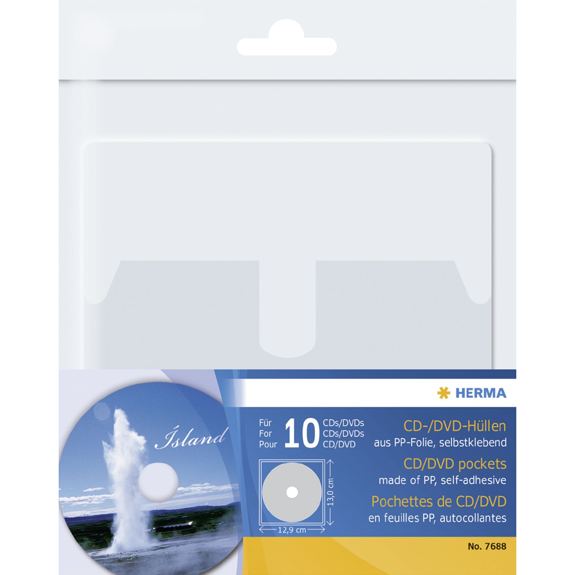 Herma CD/DVD-Cases self-adhesive  f.1 CD/DVD 10 Pcs. trans.  7688
