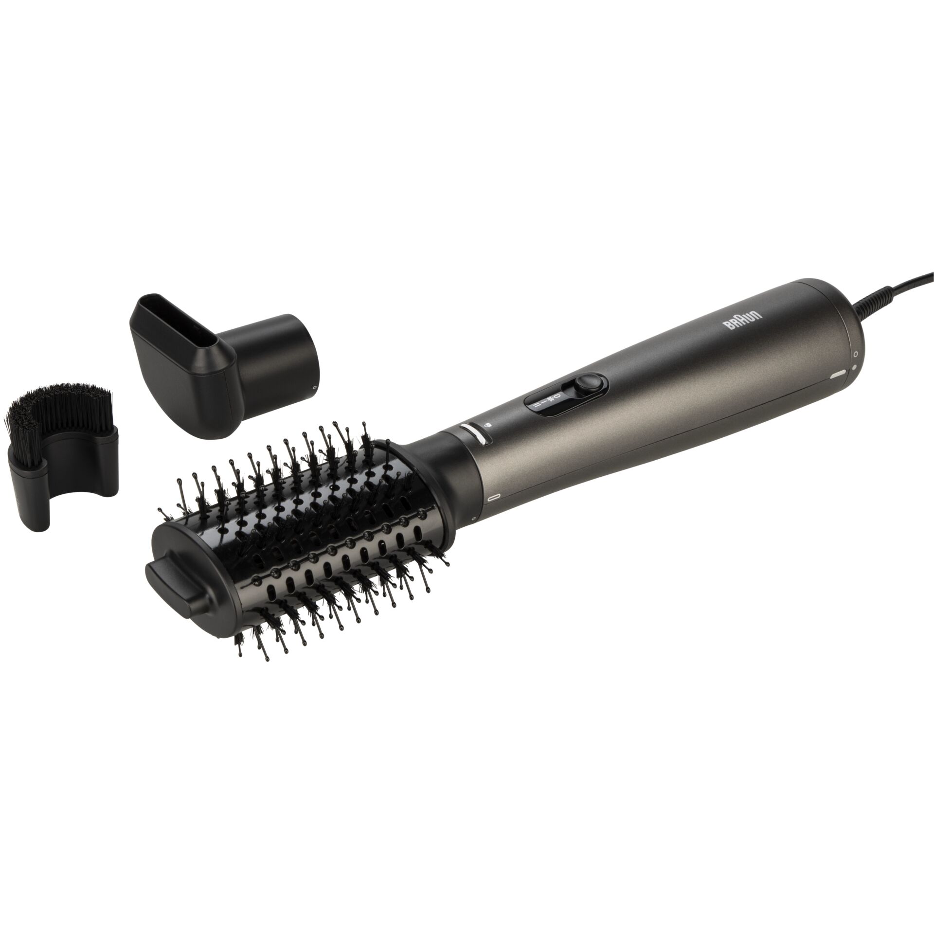 Haartrockner, Lockenstab, Bürstenaufsatz, Kabelgebunden, Dunklefarbe