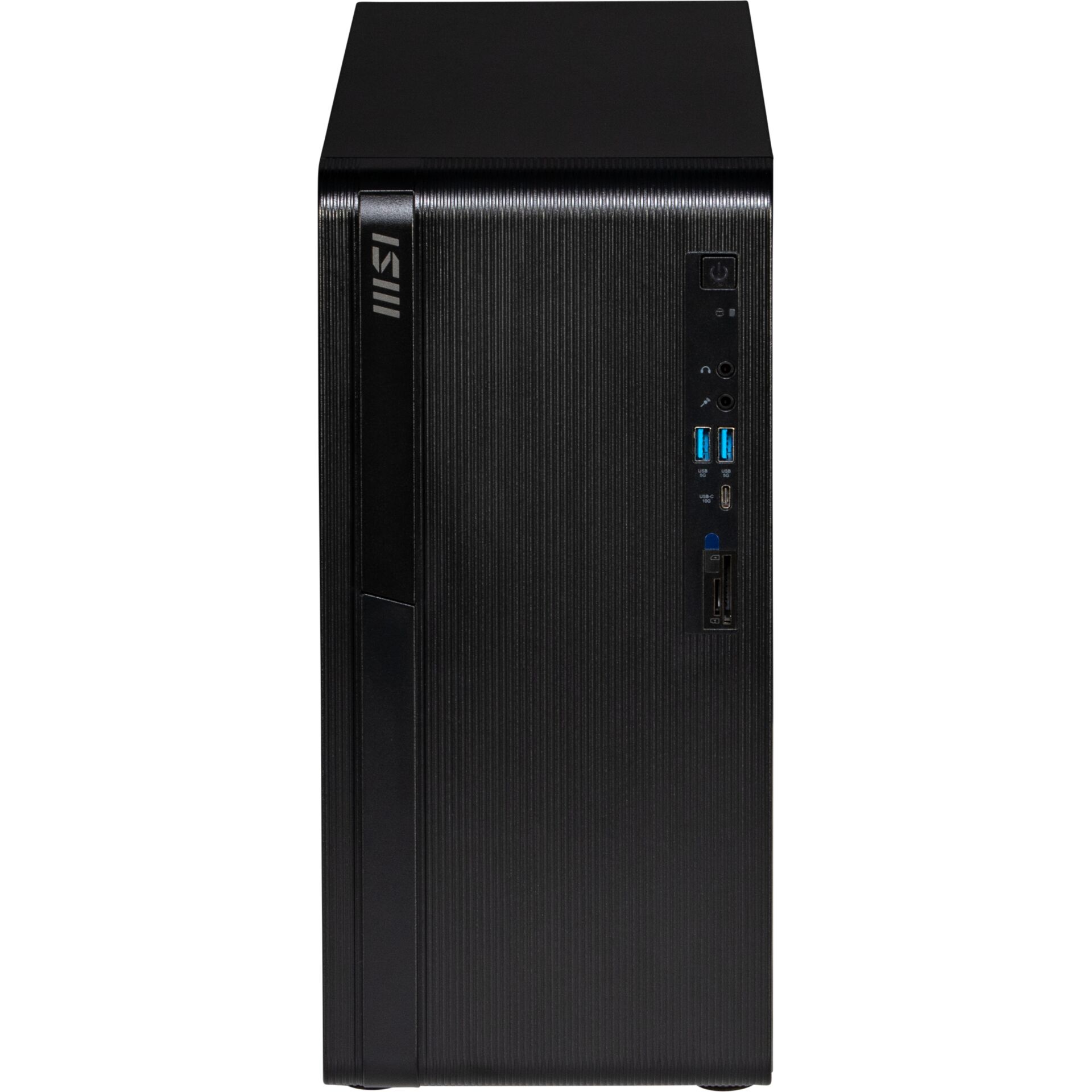 Desktop-PC, Computergehäuse, schwarz, gerippte Front, USB-Anschlüsse