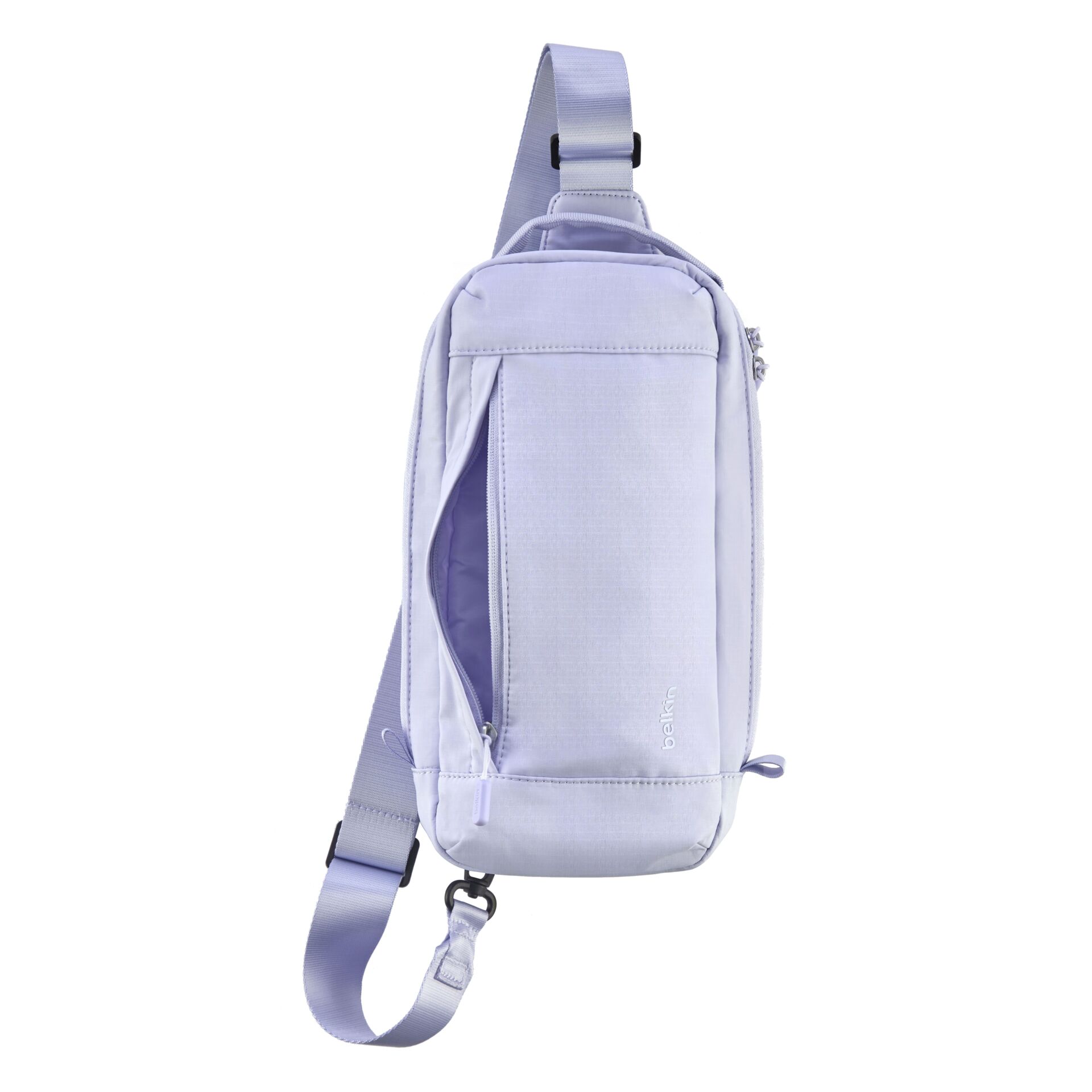Umhängetasche, Slingbag, Nylon, Reißverschluss, Einfarbig lilablau
