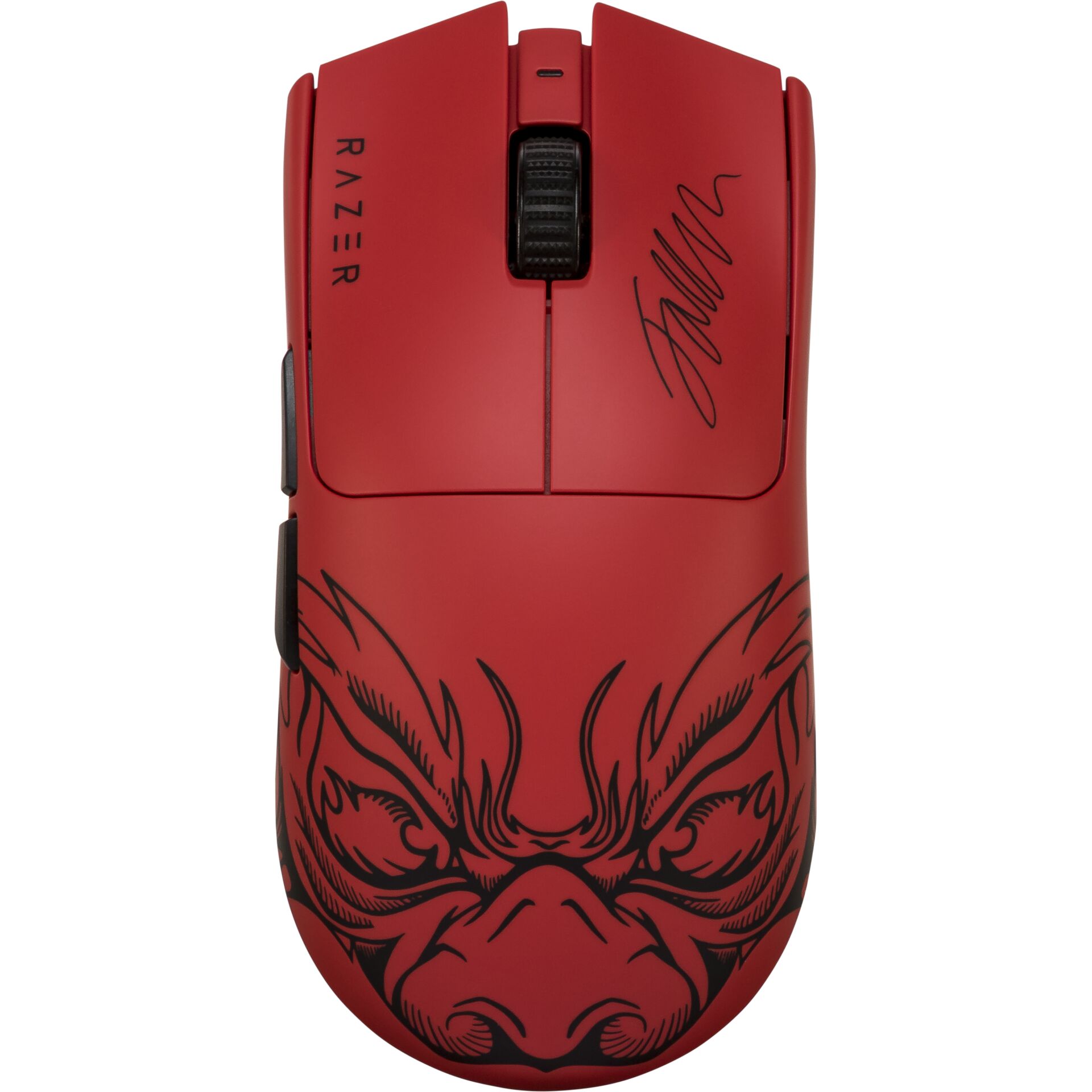 Gaming-Maus, Rote Farbe, Signatur-Design, USB-Draht?, Raues Muster